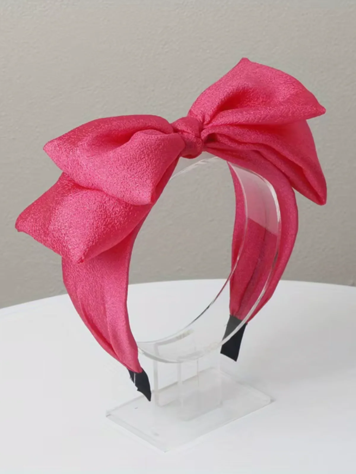 Girls Elegant Hot Pink Bow Headband - Image 3