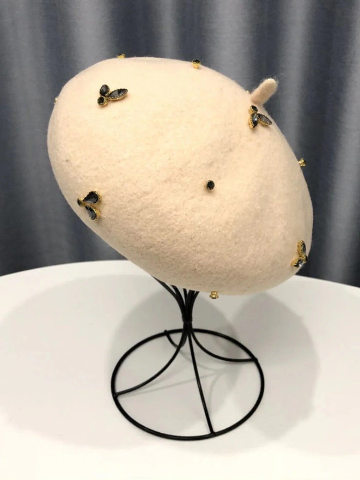 Feelin' Regal Bejeweled Wool Beret Hat - Image 3