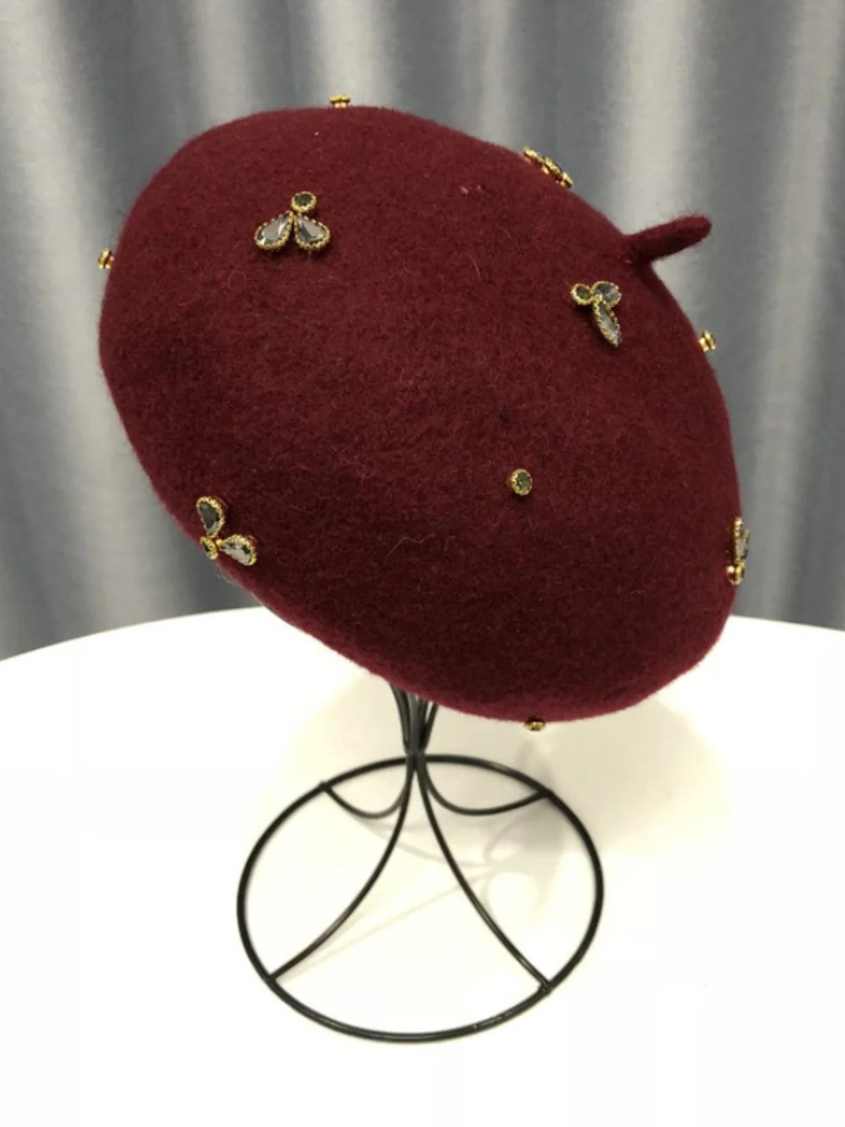 Feelin' Regal Bejeweled Wool Beret Hat - Image 6