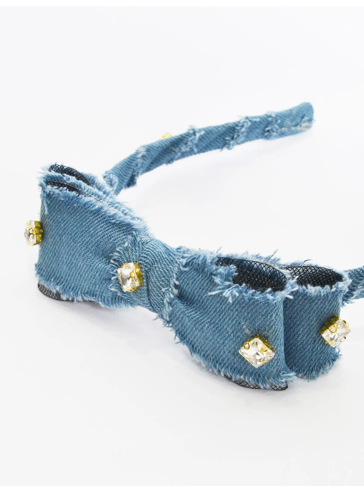 Festive Denim Diamond-Embedded Bow Headband - Image 3