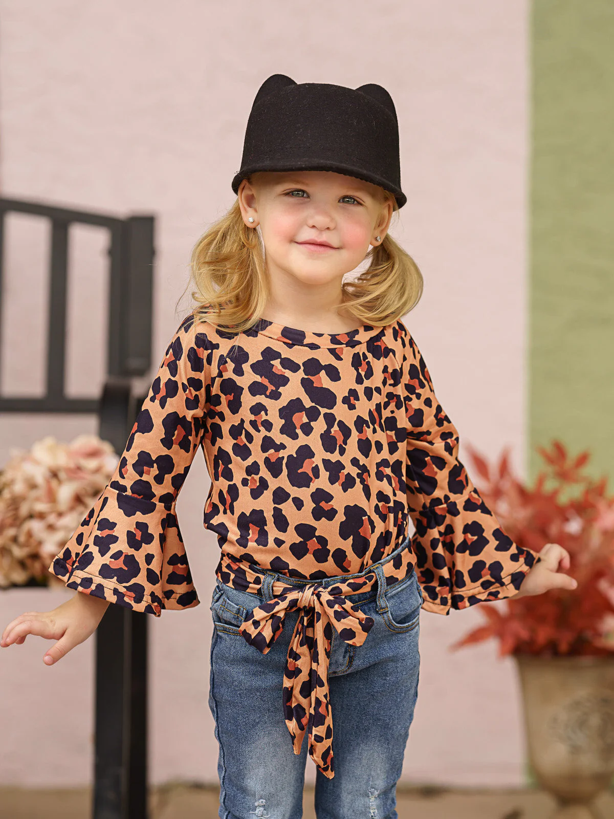 Fierce Leopard Top and Cuffed Jeans Set - Image 2