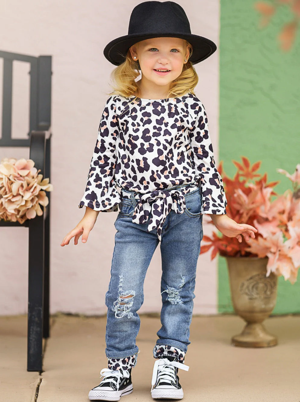 Fierce Leopard Top and Cuffed Jeans Set - Image 4