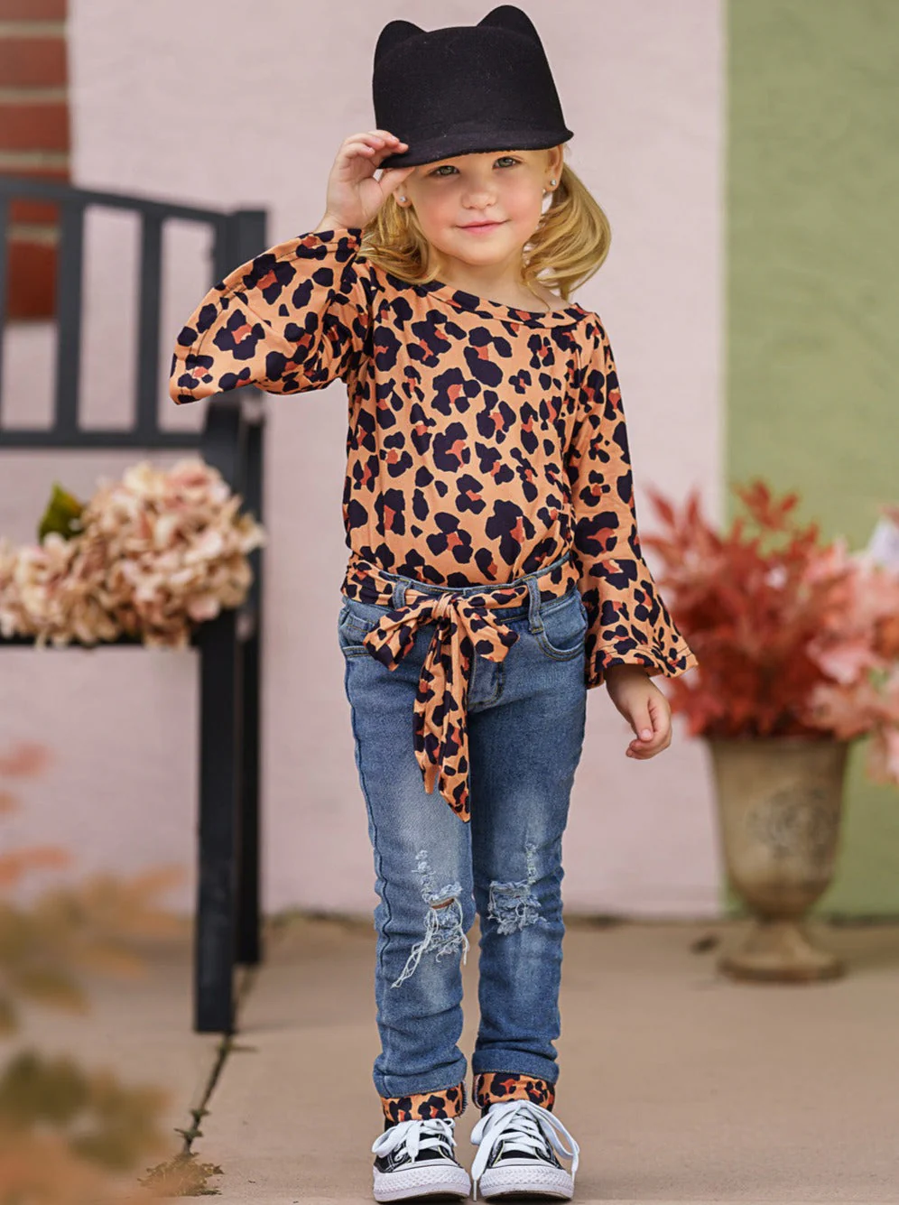 Fierce Leopard Top and Cuffed Jeans Set - Image 5