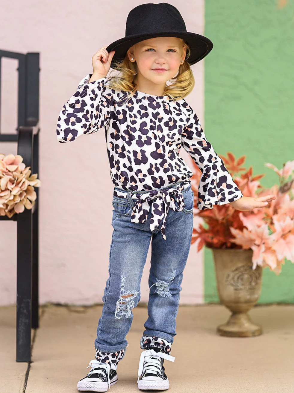 Fierce Leopard Top and Cuffed Jeans Set - Image 6