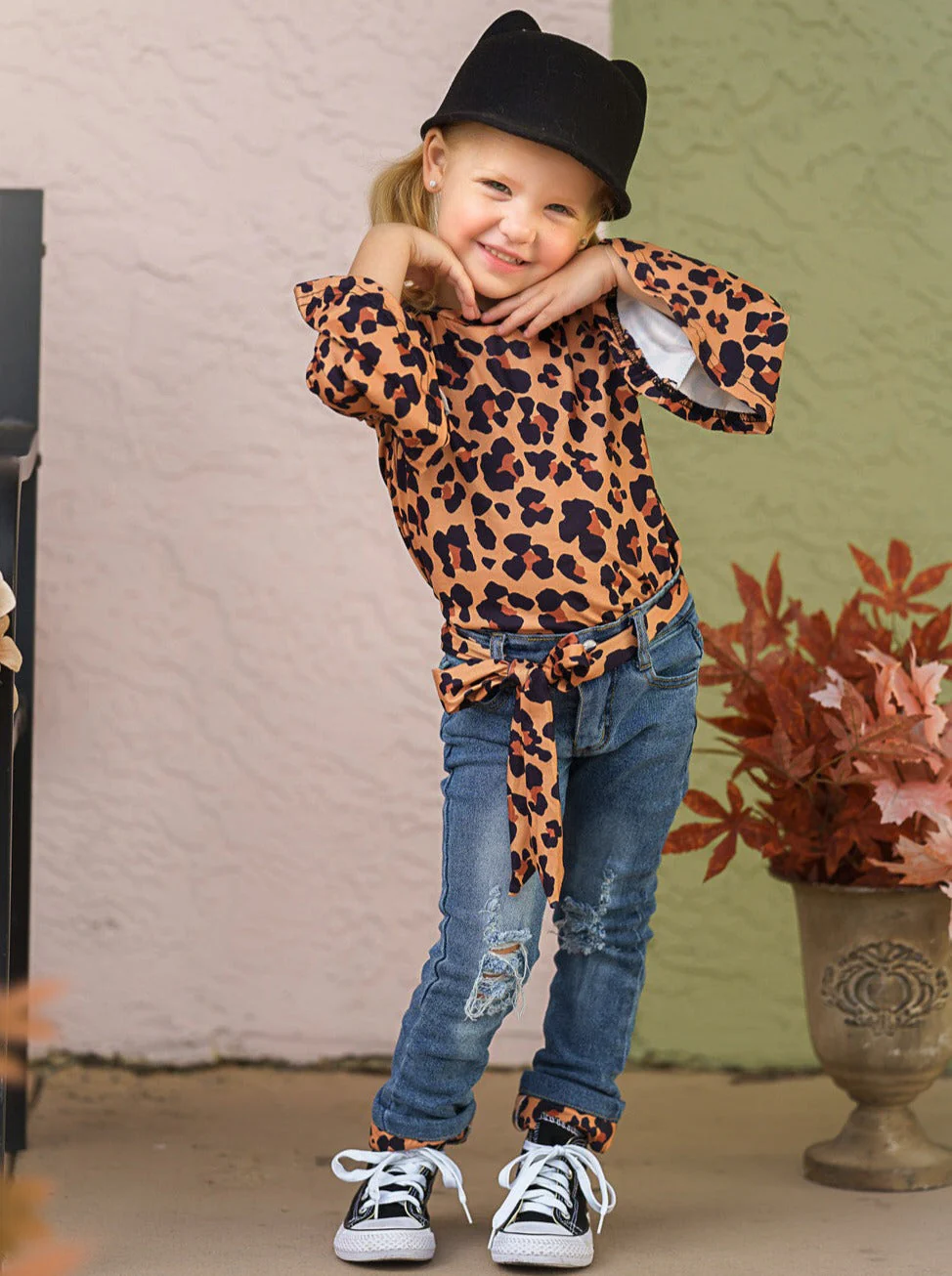 Fierce Leopard Top and Cuffed Jeans Set - Image 7