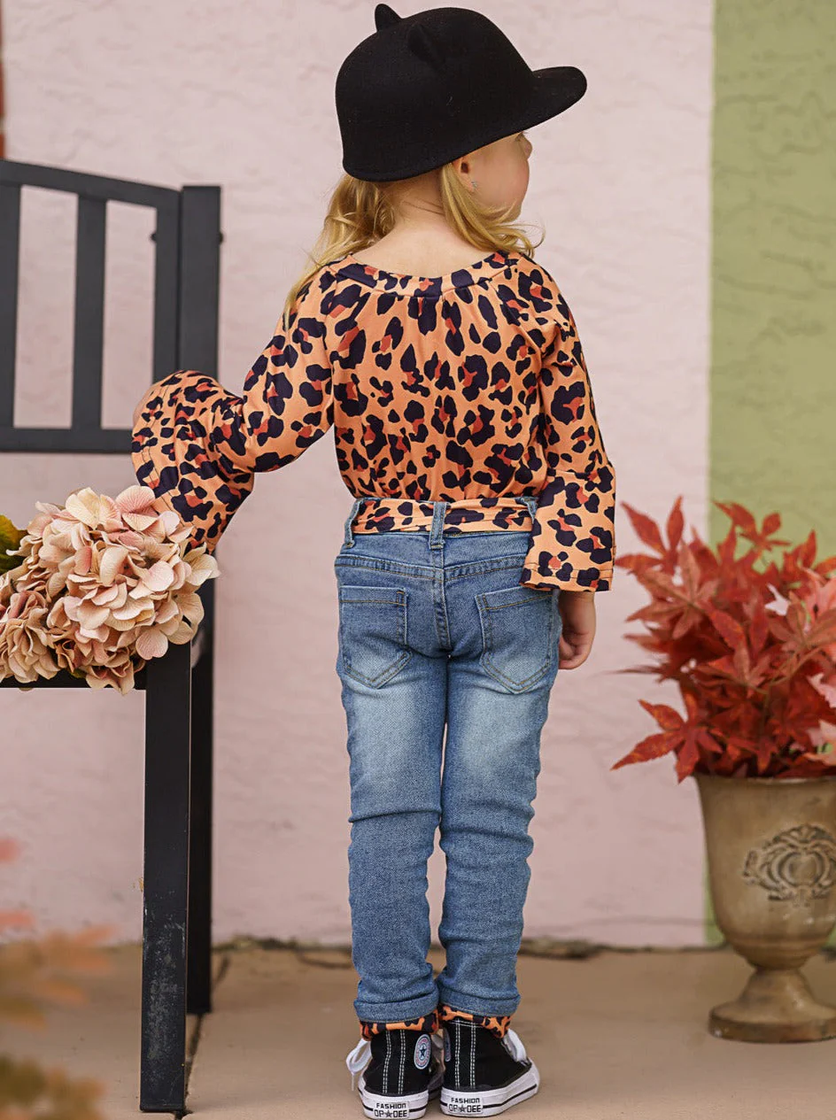 Fierce Leopard Top and Cuffed Jeans Set - Image 9