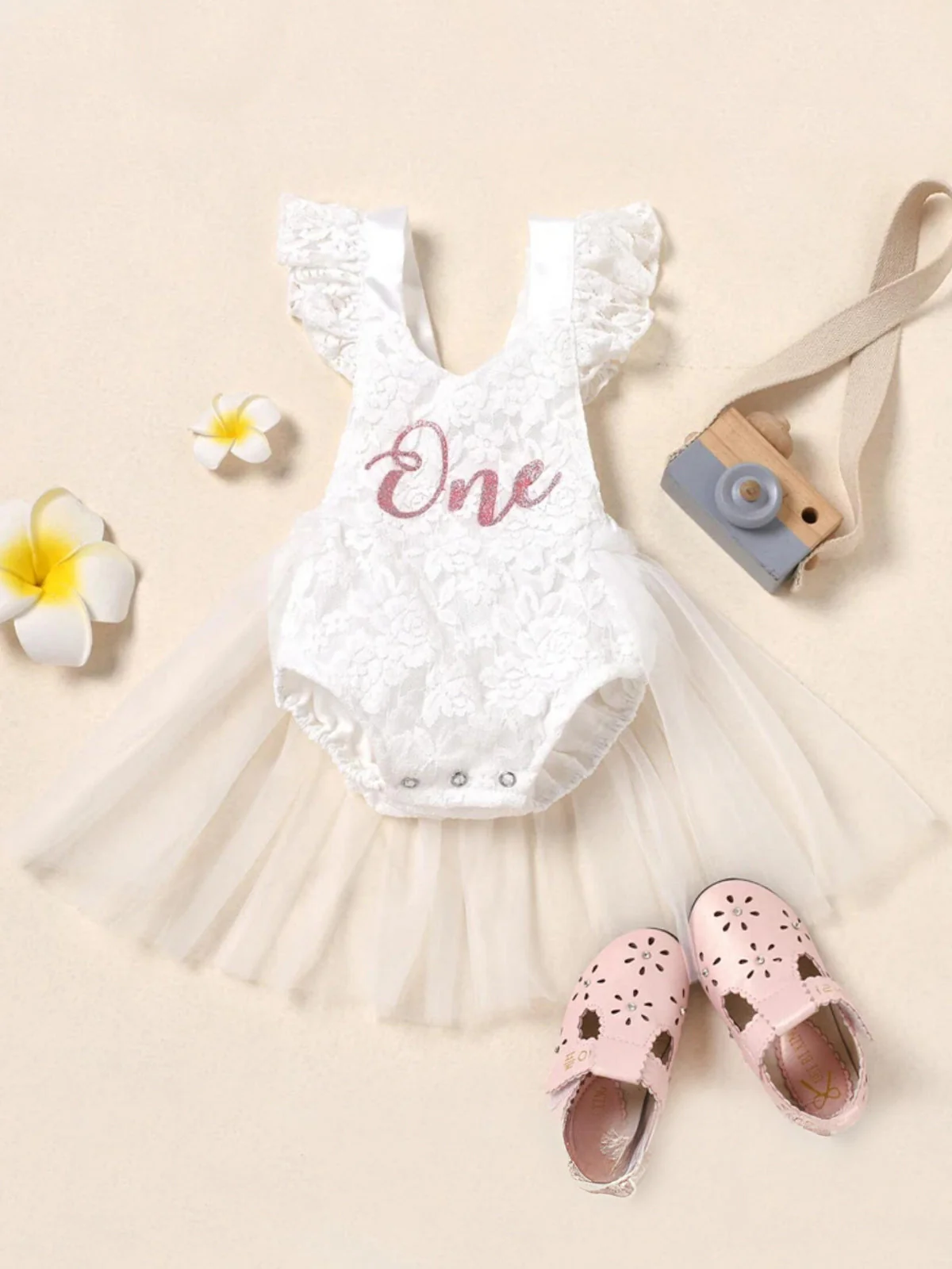 First Birthday Princess Ensemble: Lace Jumpsuit and Tutu Skirt Set - Image 5