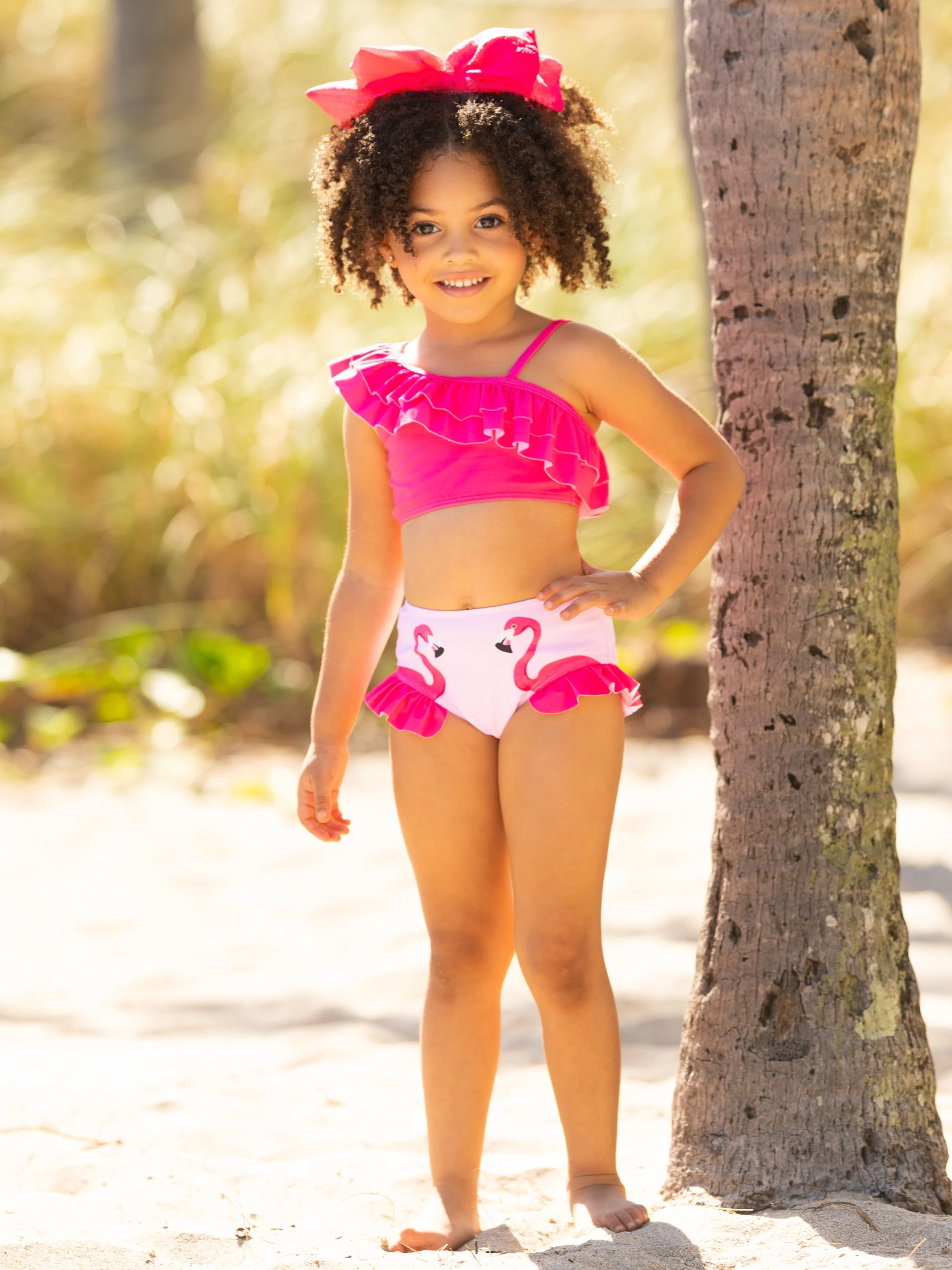 Flamingo Fun One-Shoulder Two-Piece Swimsuit - Image 2