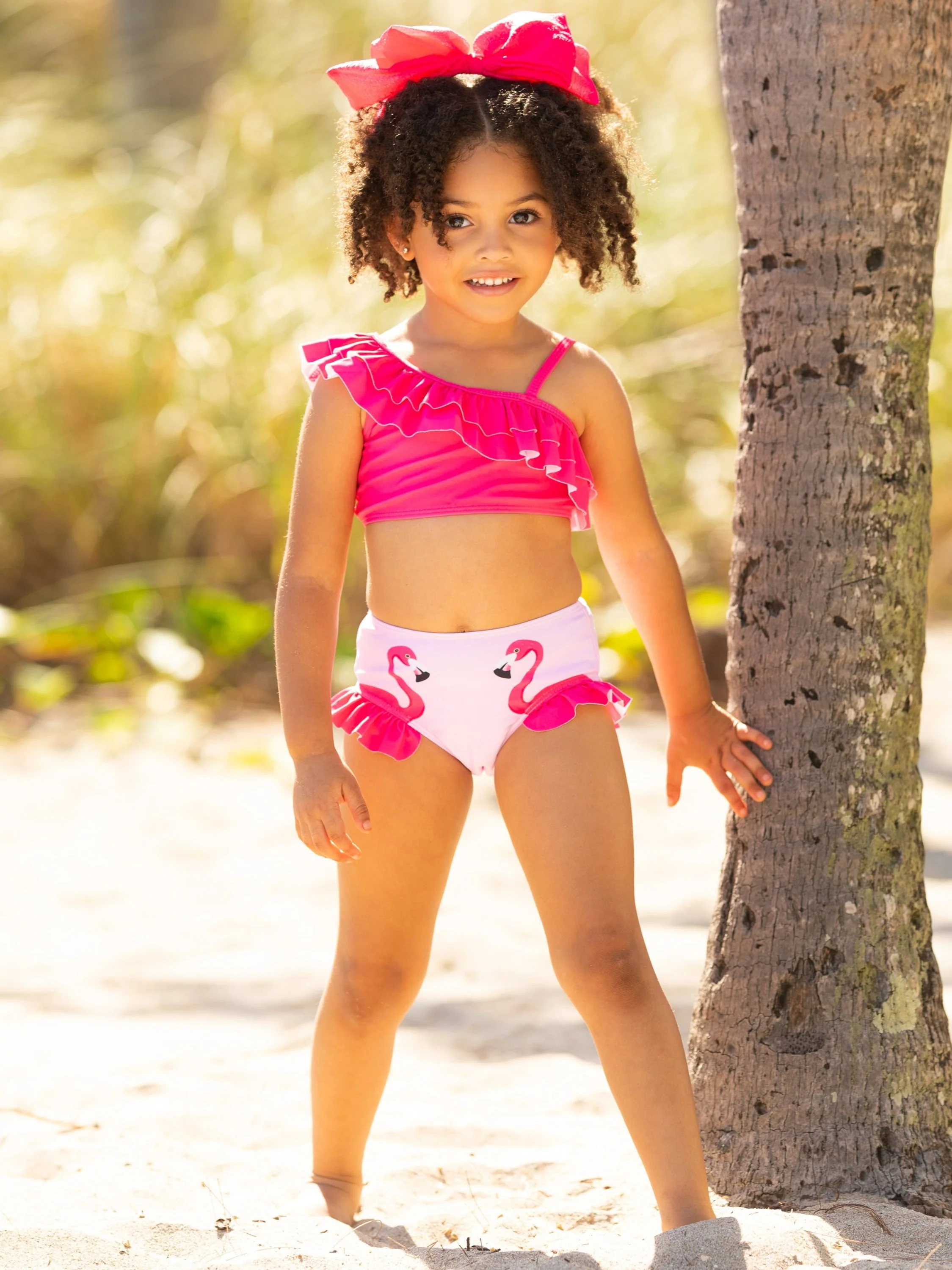Flamingo Fun One-Shoulder Two-Piece Swimsuit - Image 4
