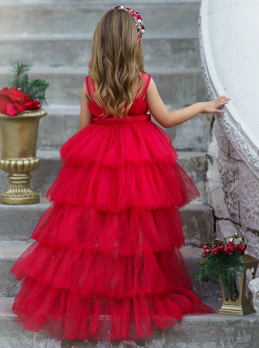 Flawless Frills Trailing Tulle Gown - Image 3