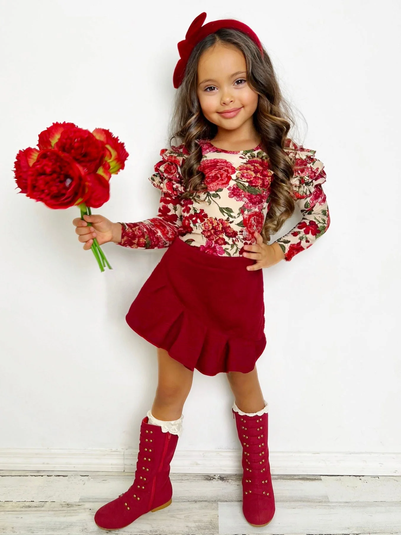 Totally Blooming Floral Top and Ruffle Skirt Set - Image 2