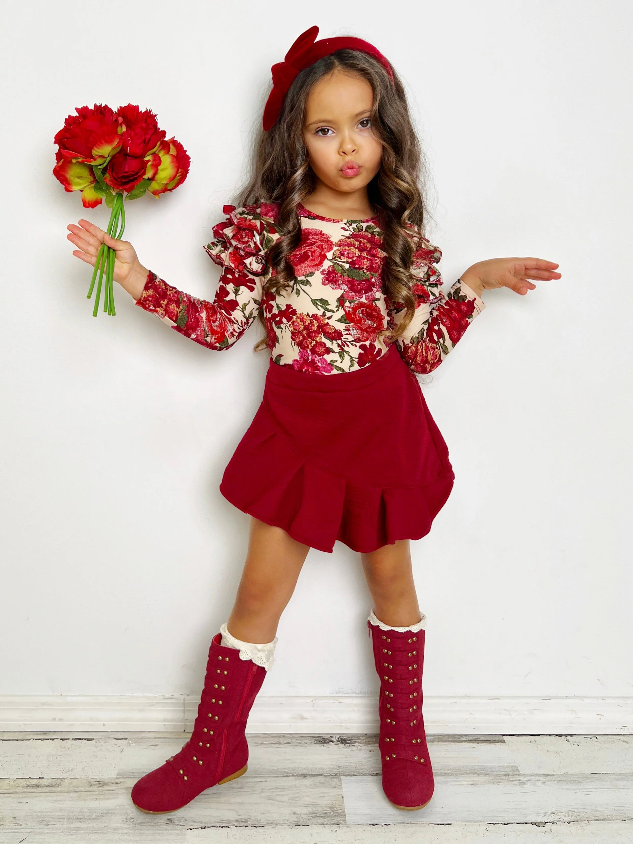 Totally Blooming Floral Top and Ruffle Skirt Set - Image 7