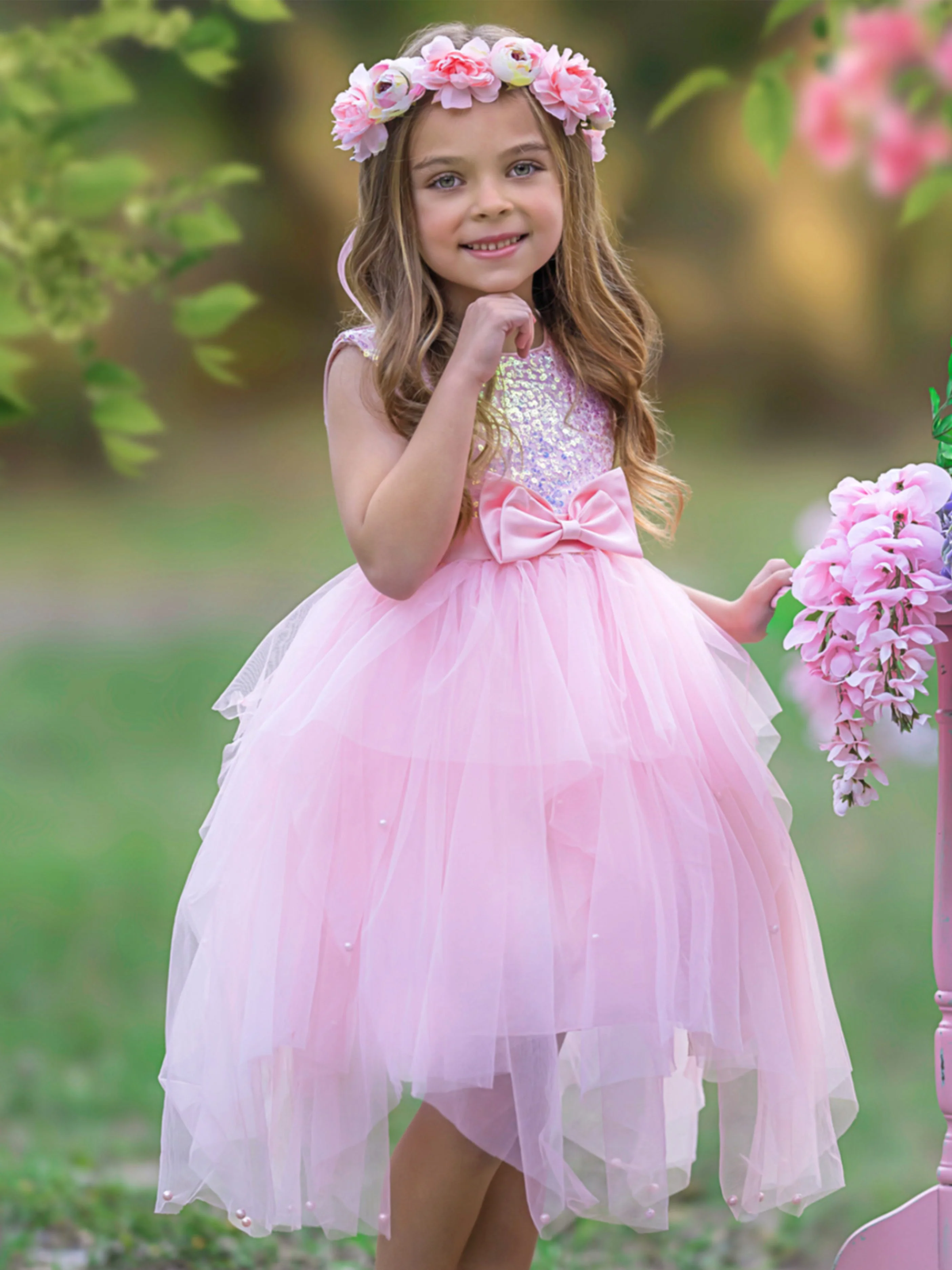 Sparkles and Twirls Pastel Pink Party Dress - Image 3