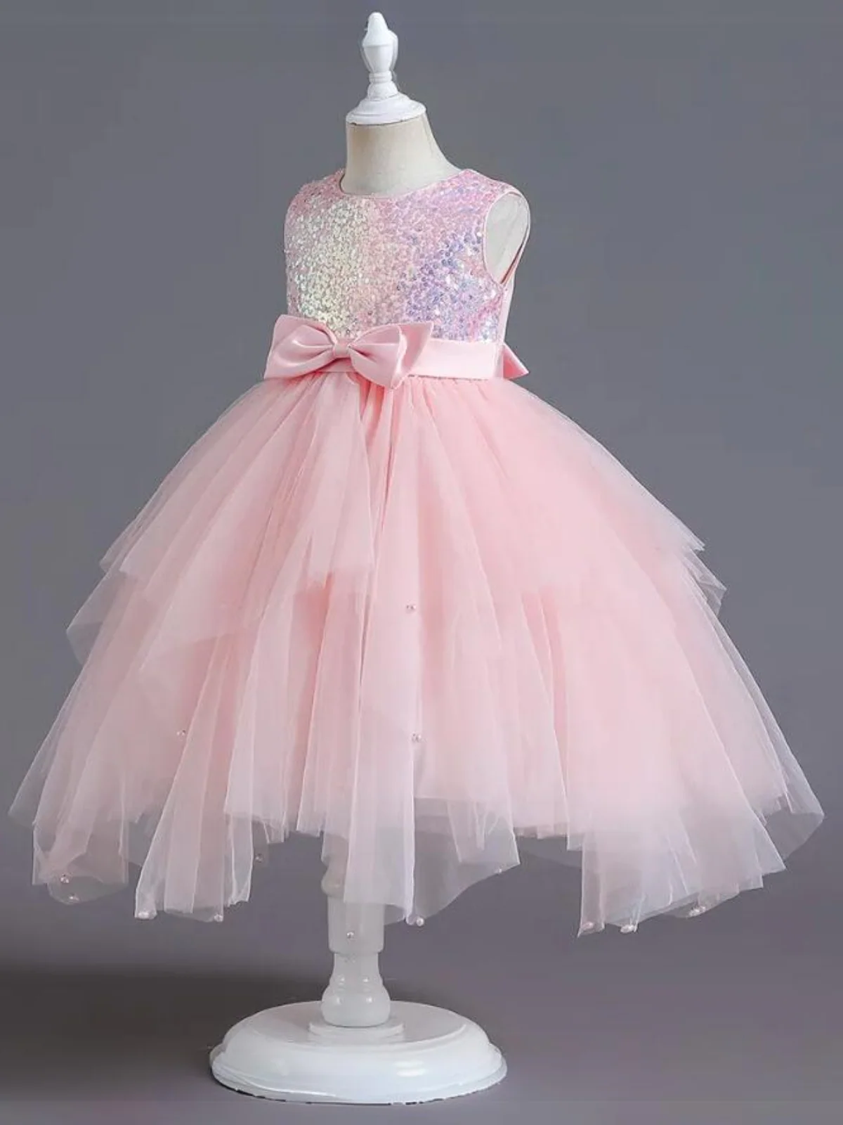 Sparkles and Twirls Pastel Pink Party Dress - Image 5