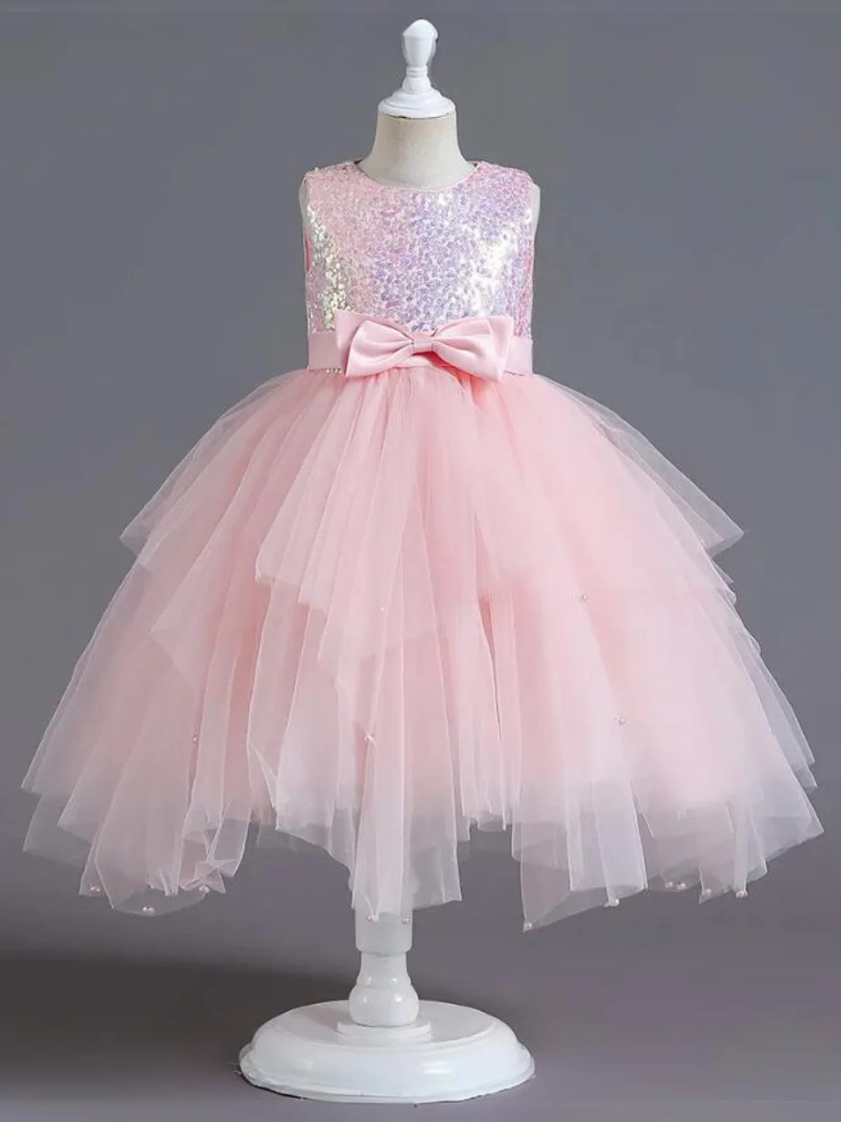 Sparkles and Twirls Pastel Pink Party Dress - Image 7