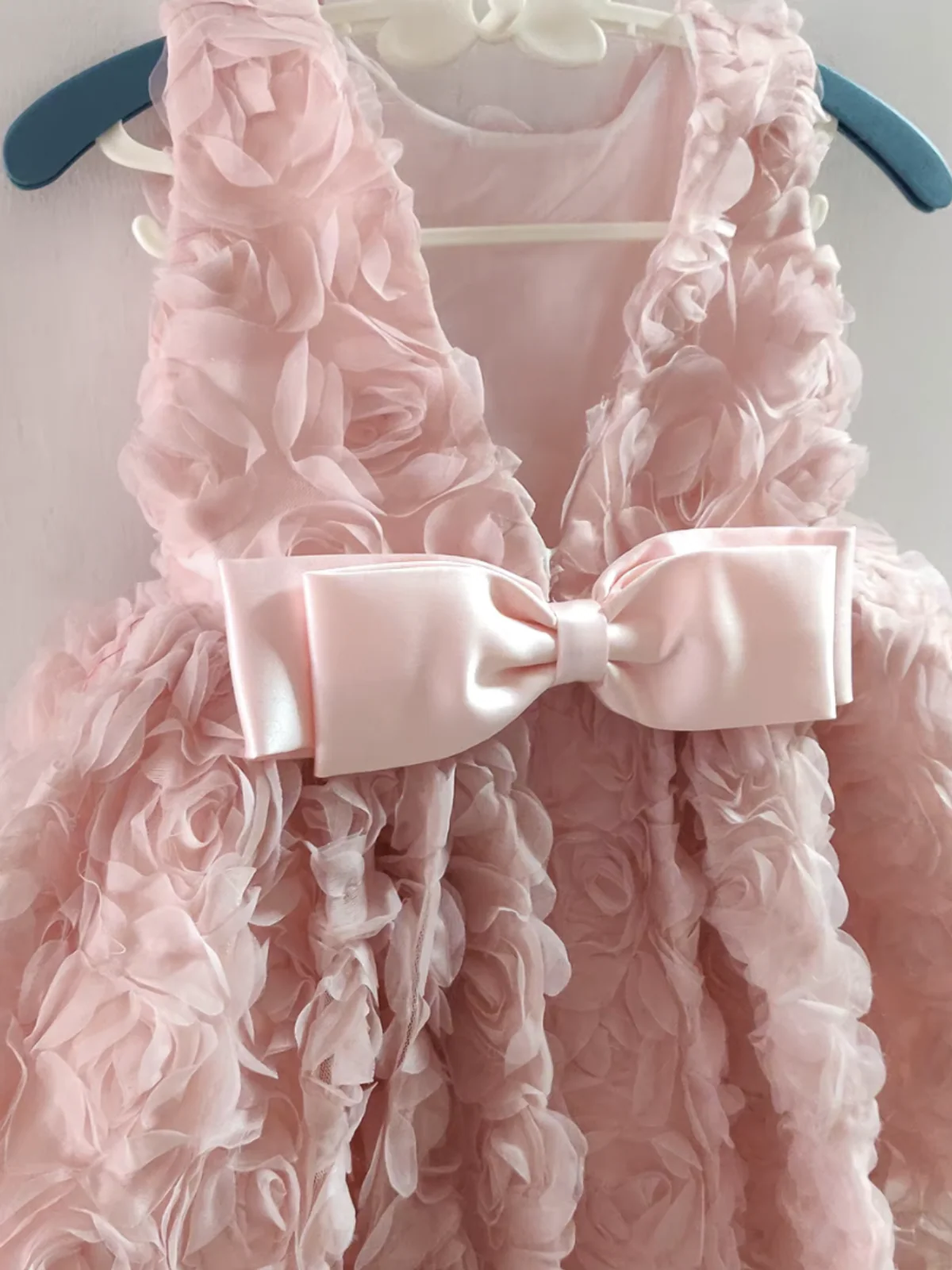 Blush Pink Rosette Bow Party Dress - Image 3