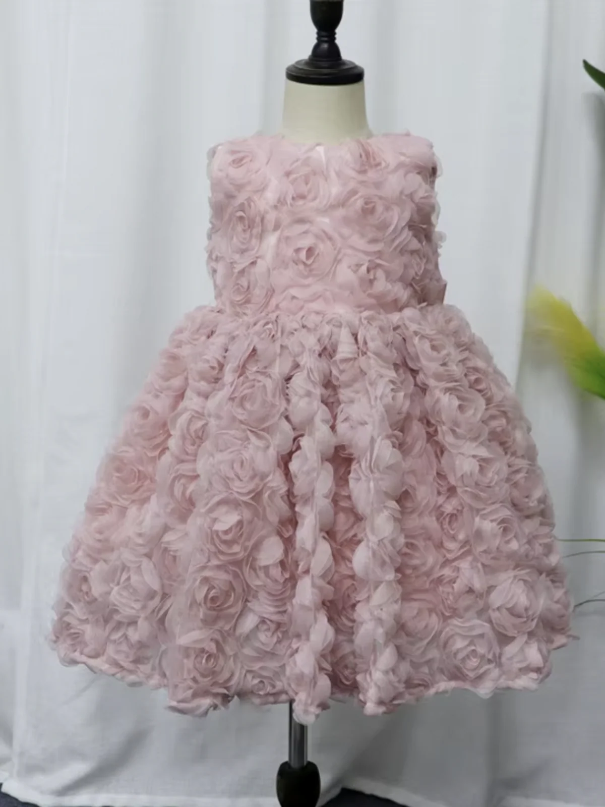 Blush Pink Rosette Bow Party Dress - Image 4