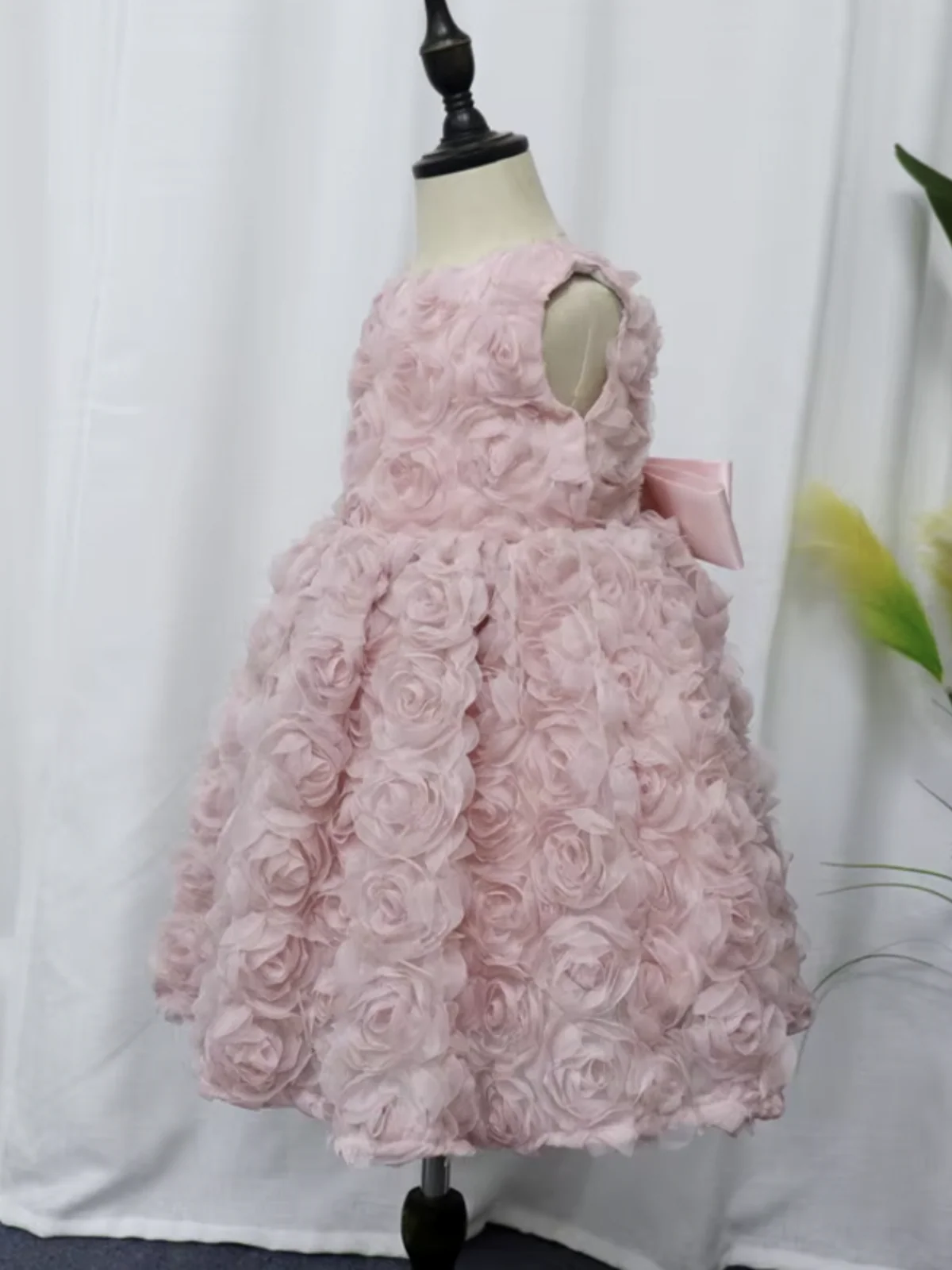 Blush Pink Rosette Bow Party Dress - Image 5