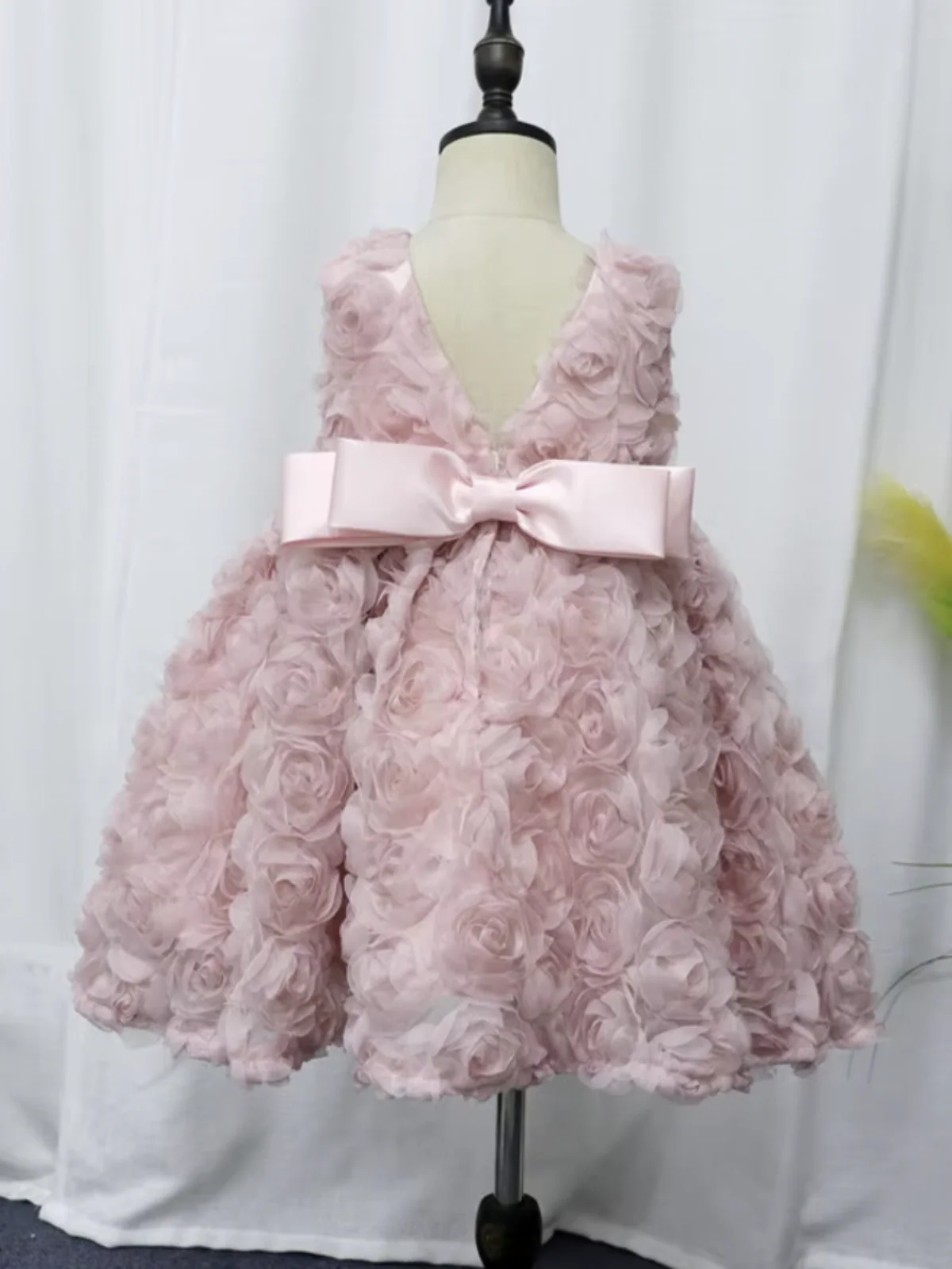 Blush Pink Rosette Bow Party Dress - Image 6