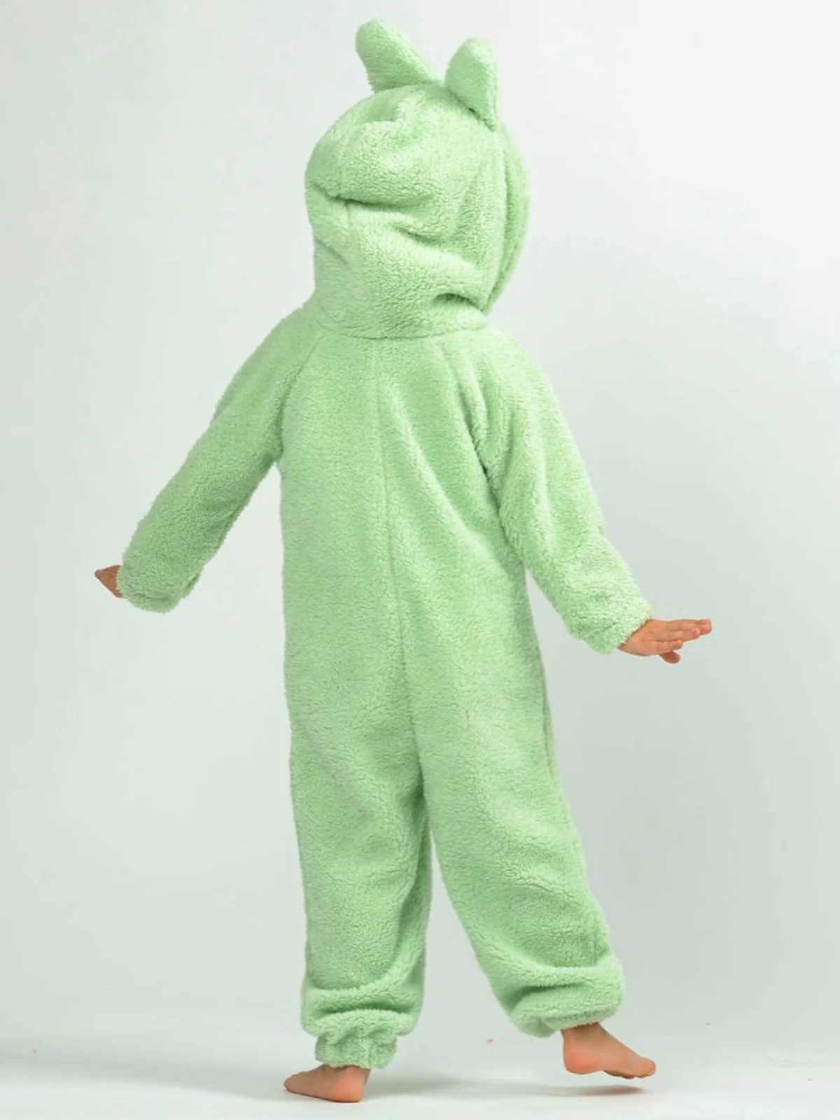 Green Fluffy Lil Bubu Hooded Onesie Costume - Image 4
