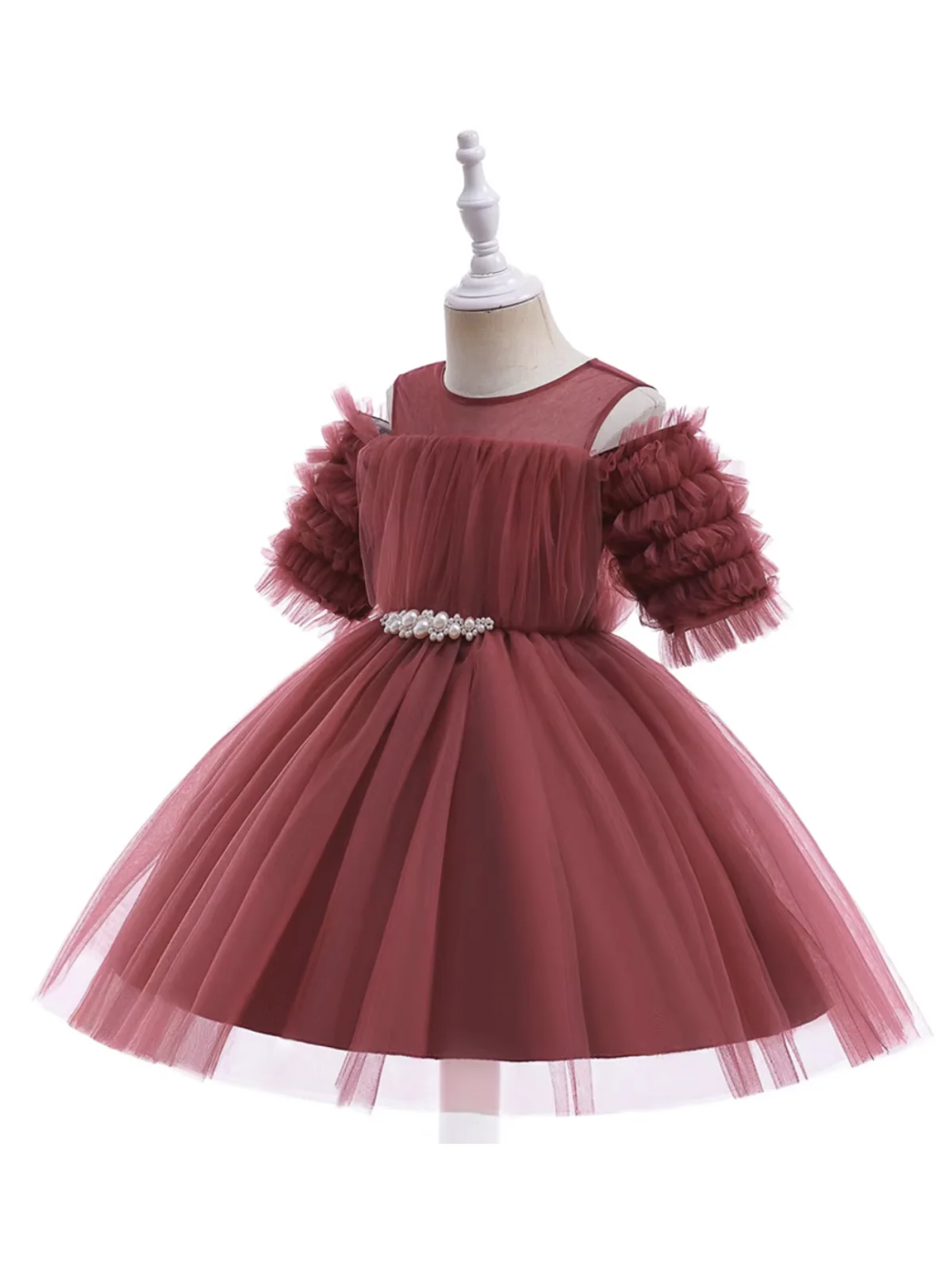 Girls Dazzling Tulle Puff Sleeve Dress - Image 10