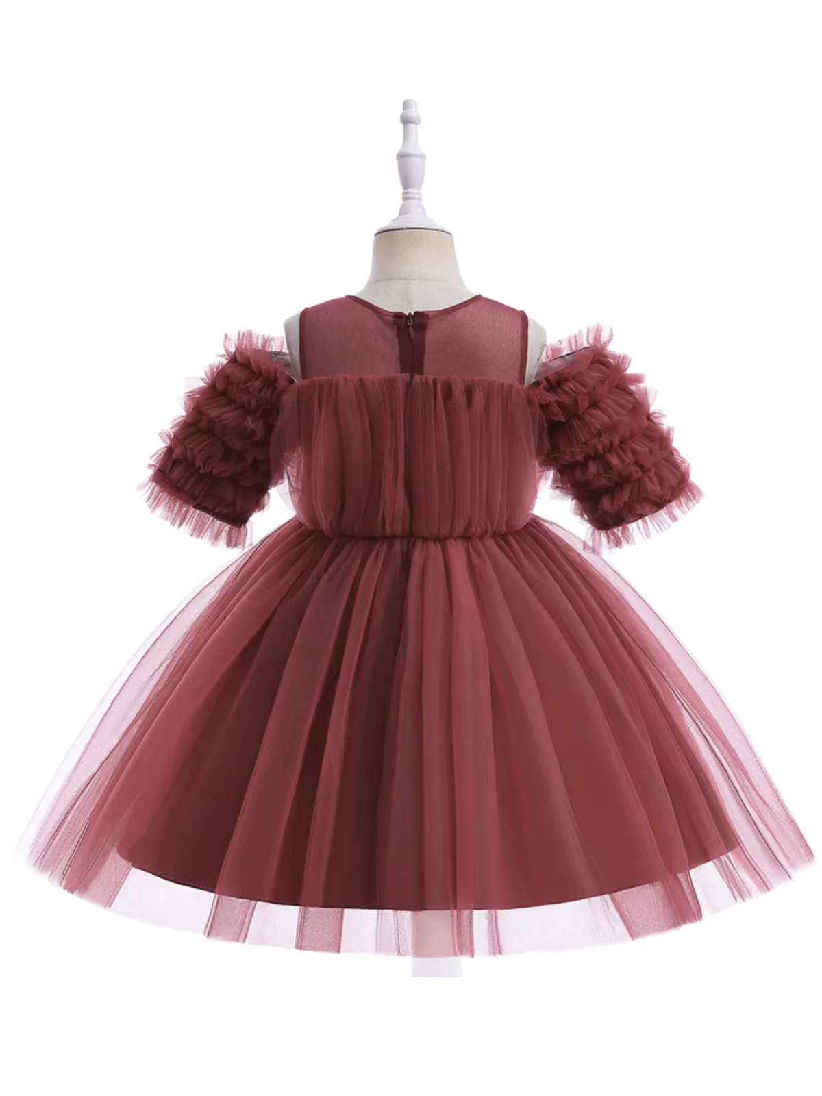 Girls Dazzling Tulle Puff Sleeve Dress - Image 11