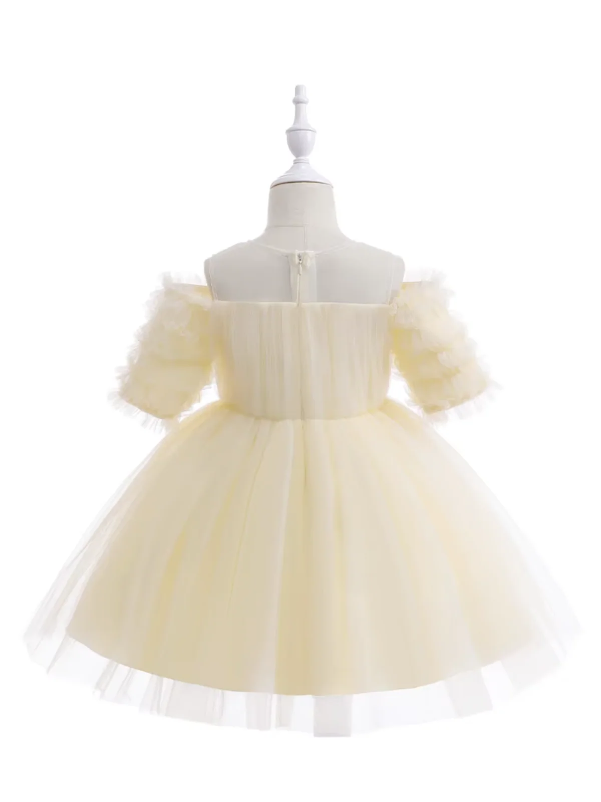 Girls Dazzling Tulle Puff Sleeve Dress - Image 8