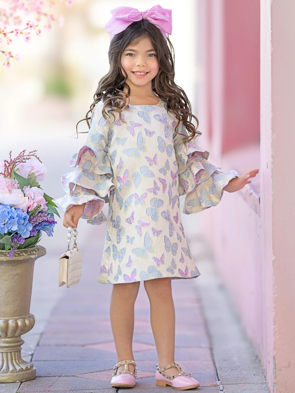 Fluttering Butterfly Ruffle Sleeve Dress - Image 3