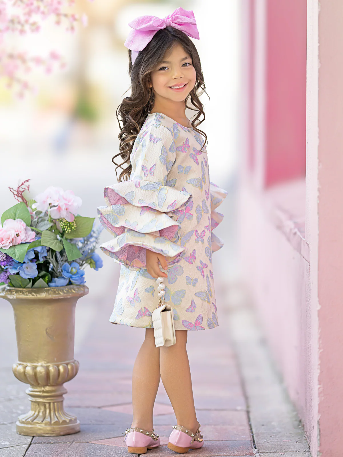 Fluttering Butterfly Ruffle Sleeve Dress - Image 4