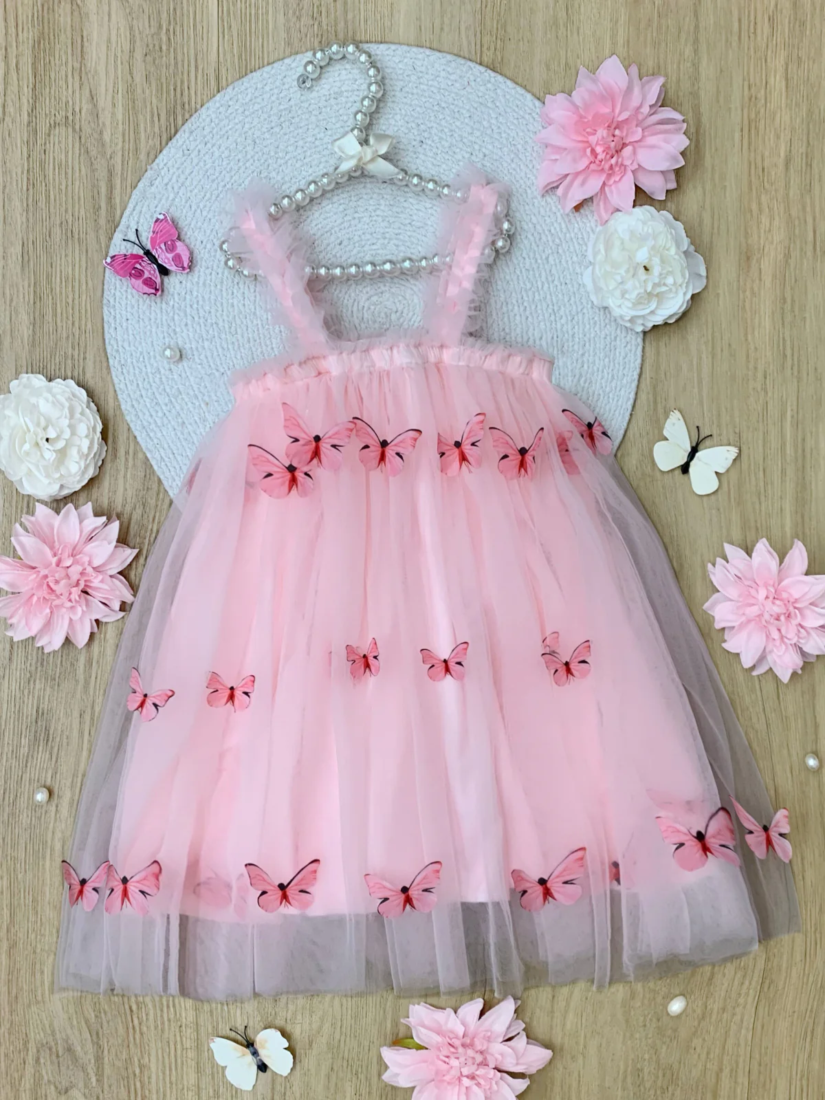 Butterfly Bliss Pink Tulle Dress - Image 4