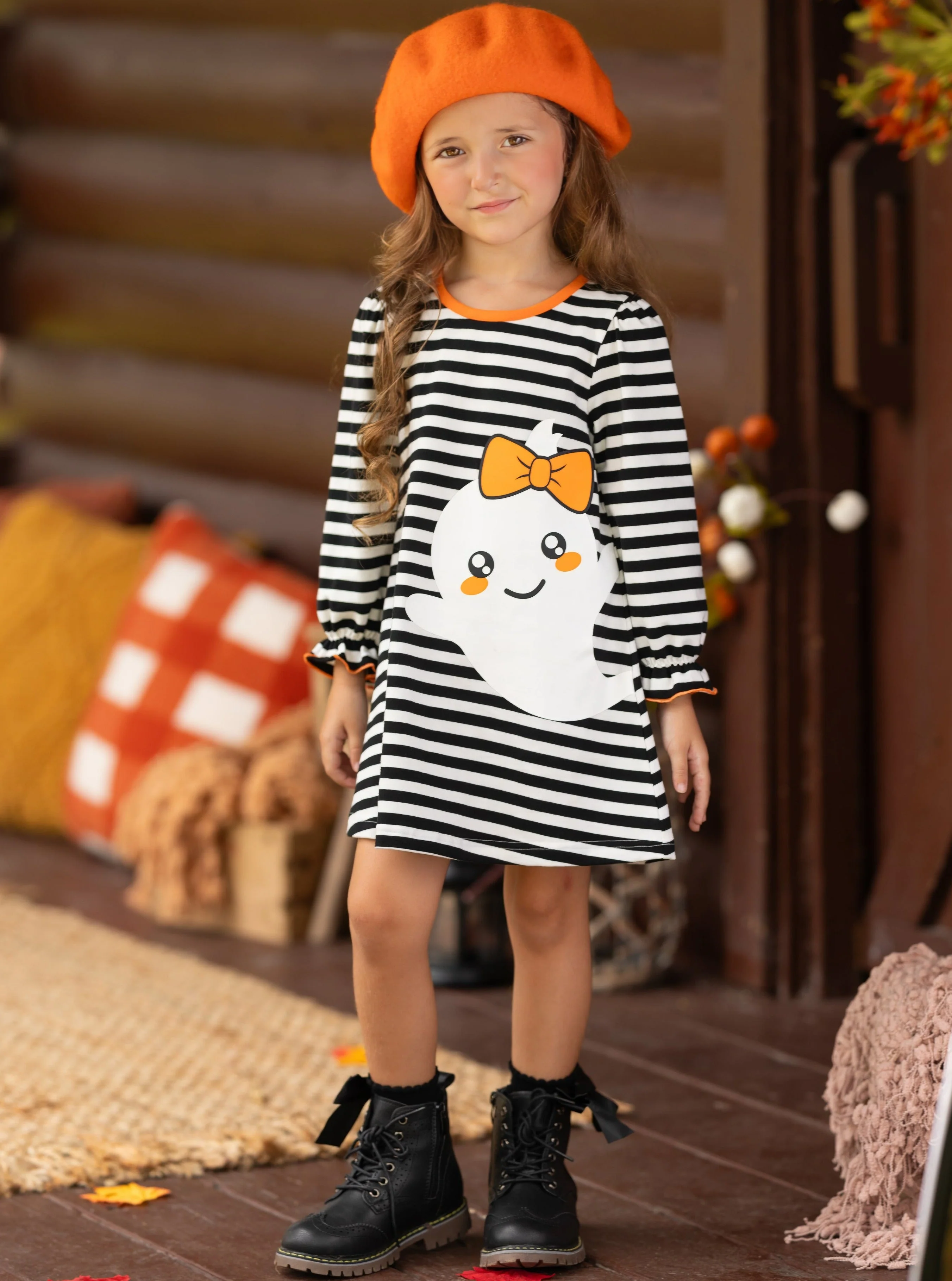 My Friendly Ghost Striped Halloween Dress - Image 4