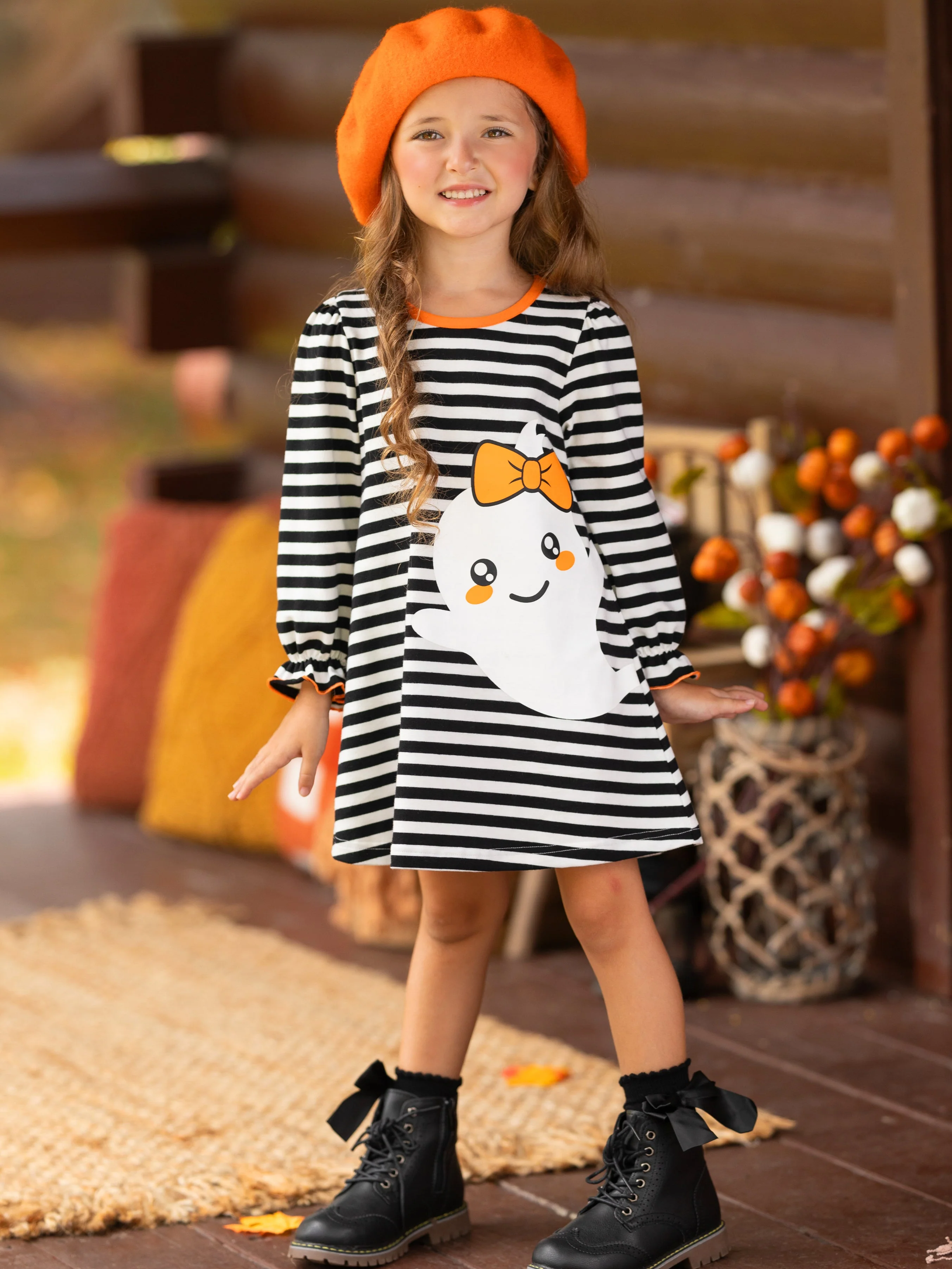 My Friendly Ghost Striped Halloween Dress - Image 5