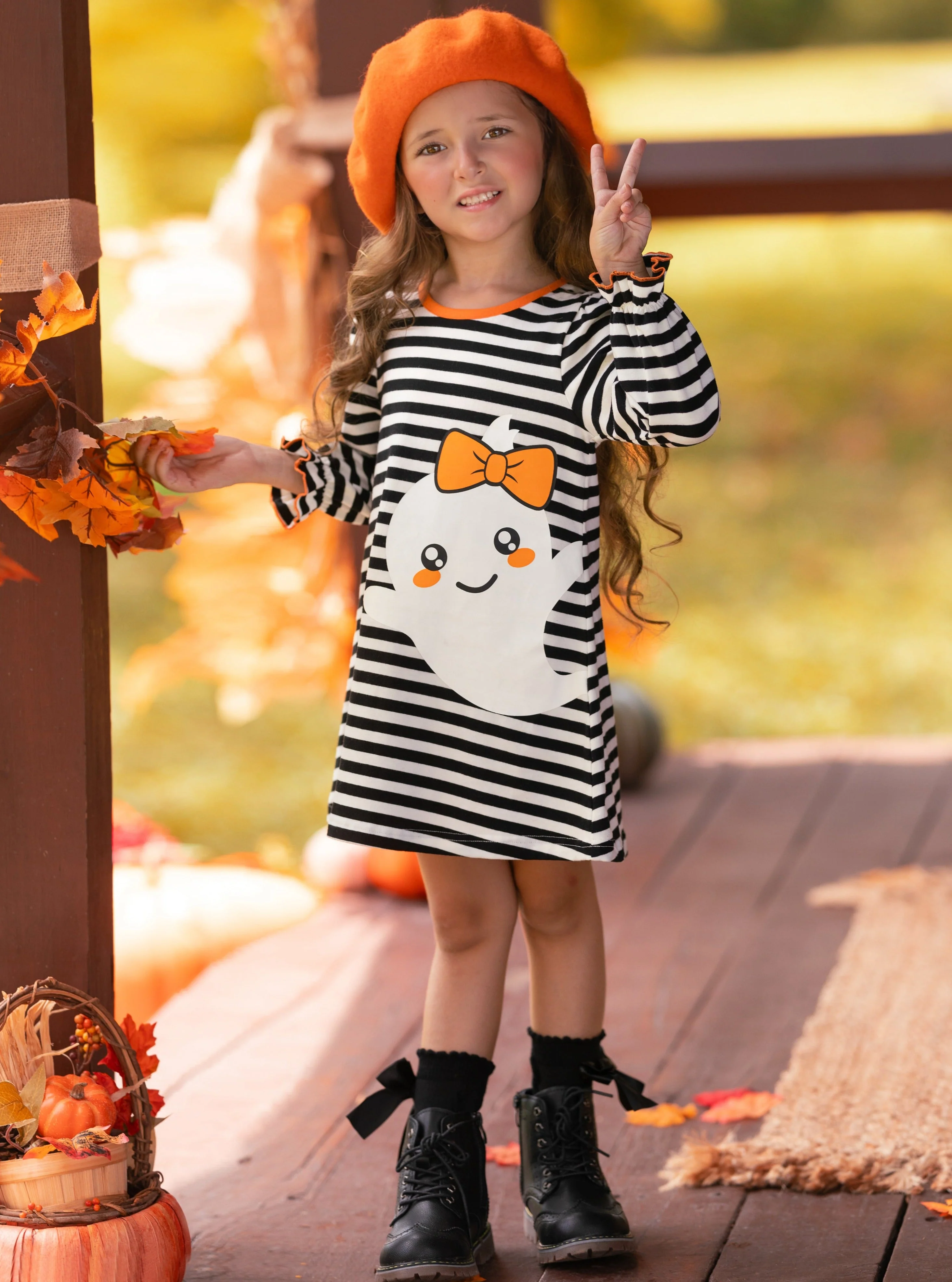 My Friendly Ghost Striped Halloween Dress - Image 6