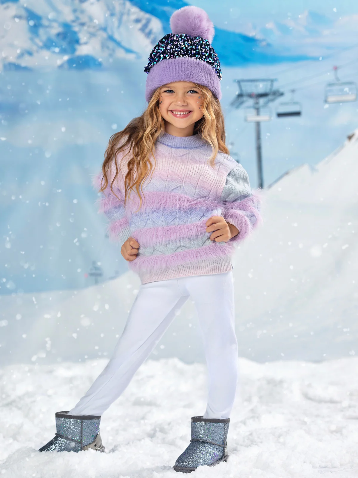 Frosted Whimsy Fuzzy Knit Sweater - Image 2