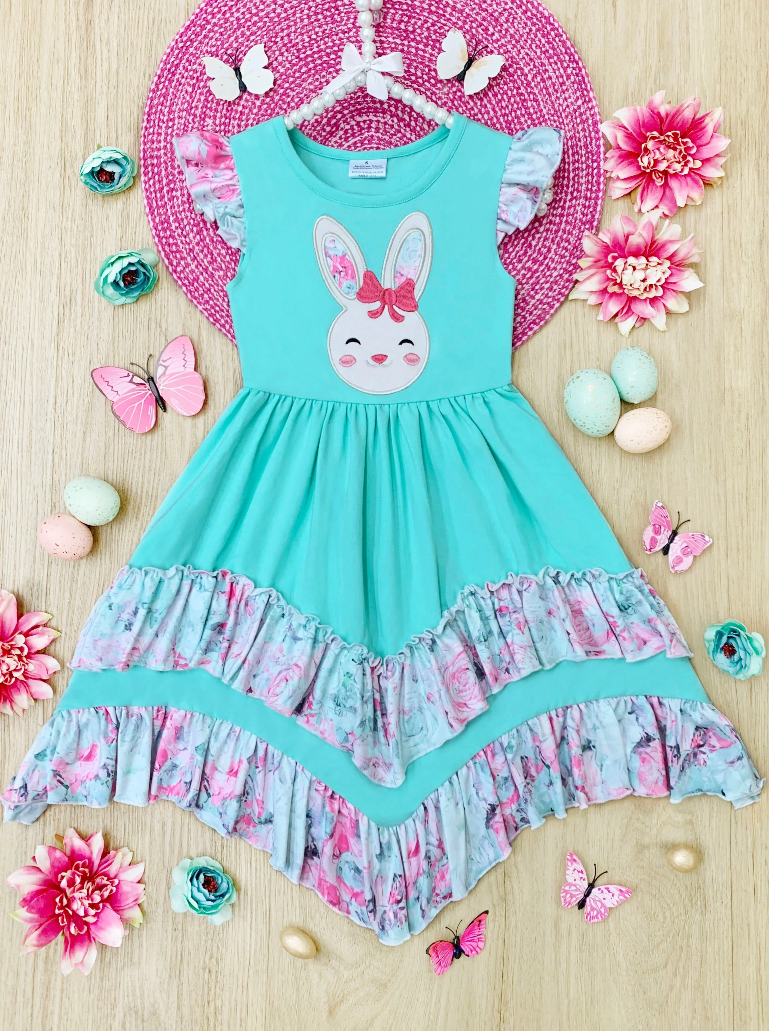 Floral Bunny Tiered Ruffle Dress - Image 2