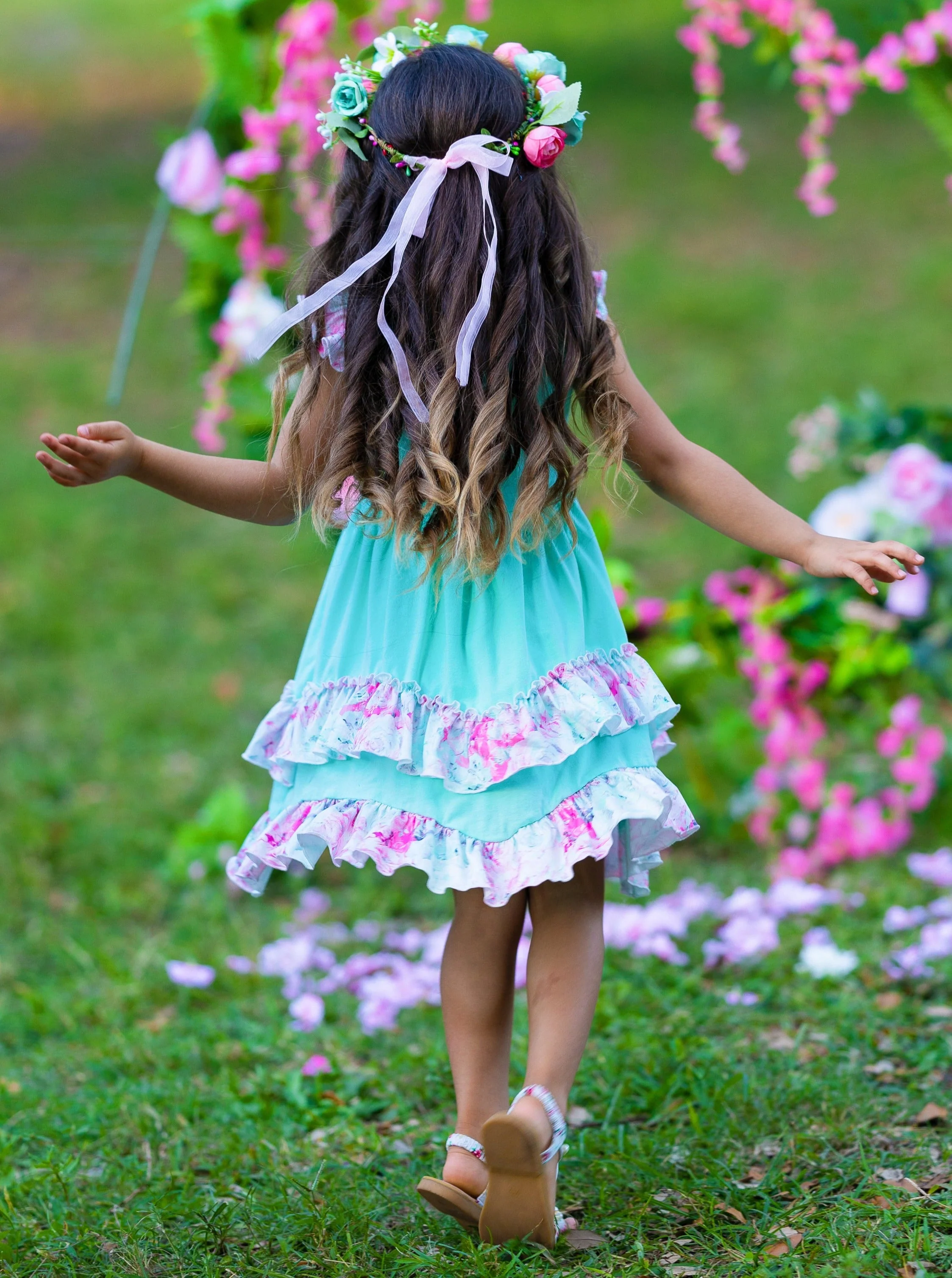 Floral Bunny Tiered Ruffle Dress - Image 6