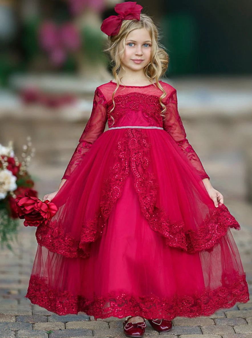 Gala Ready Sheer Shoulder Tiered Special Occasion Dress - Image 3