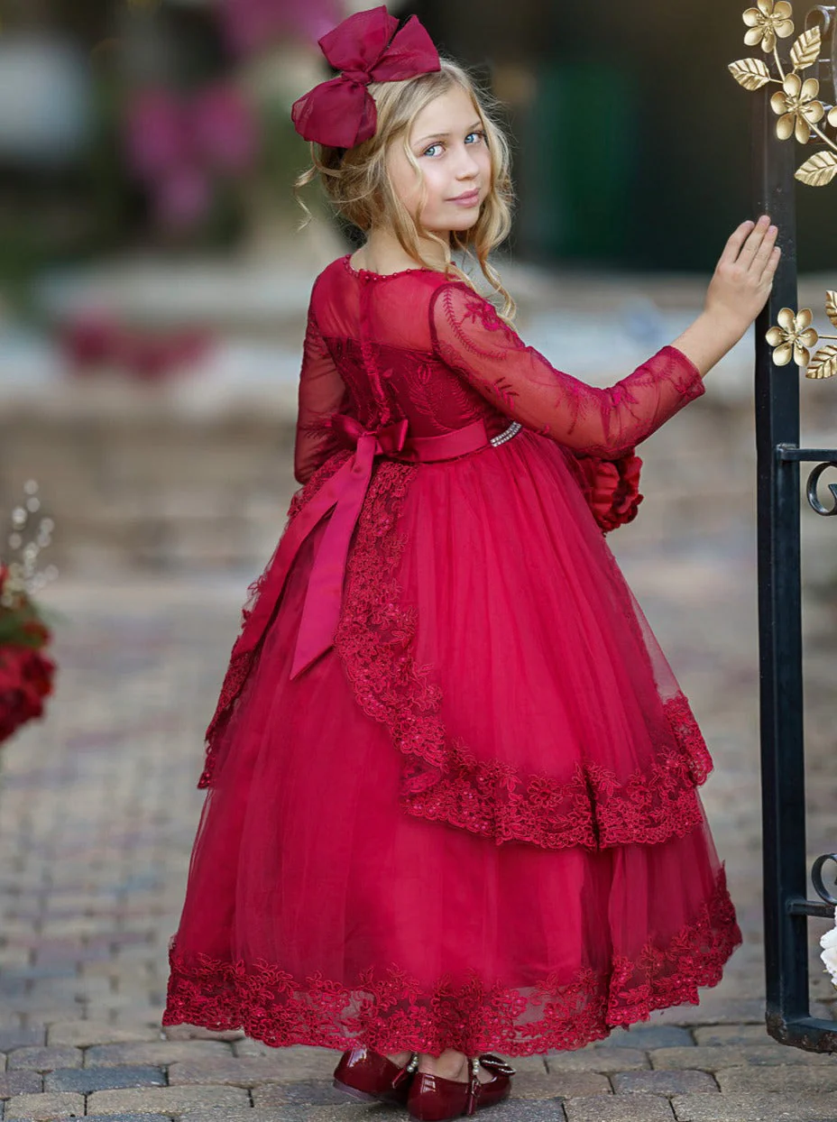 Gala Ready Sheer Shoulder Tiered Special Occasion Dress - Image 4