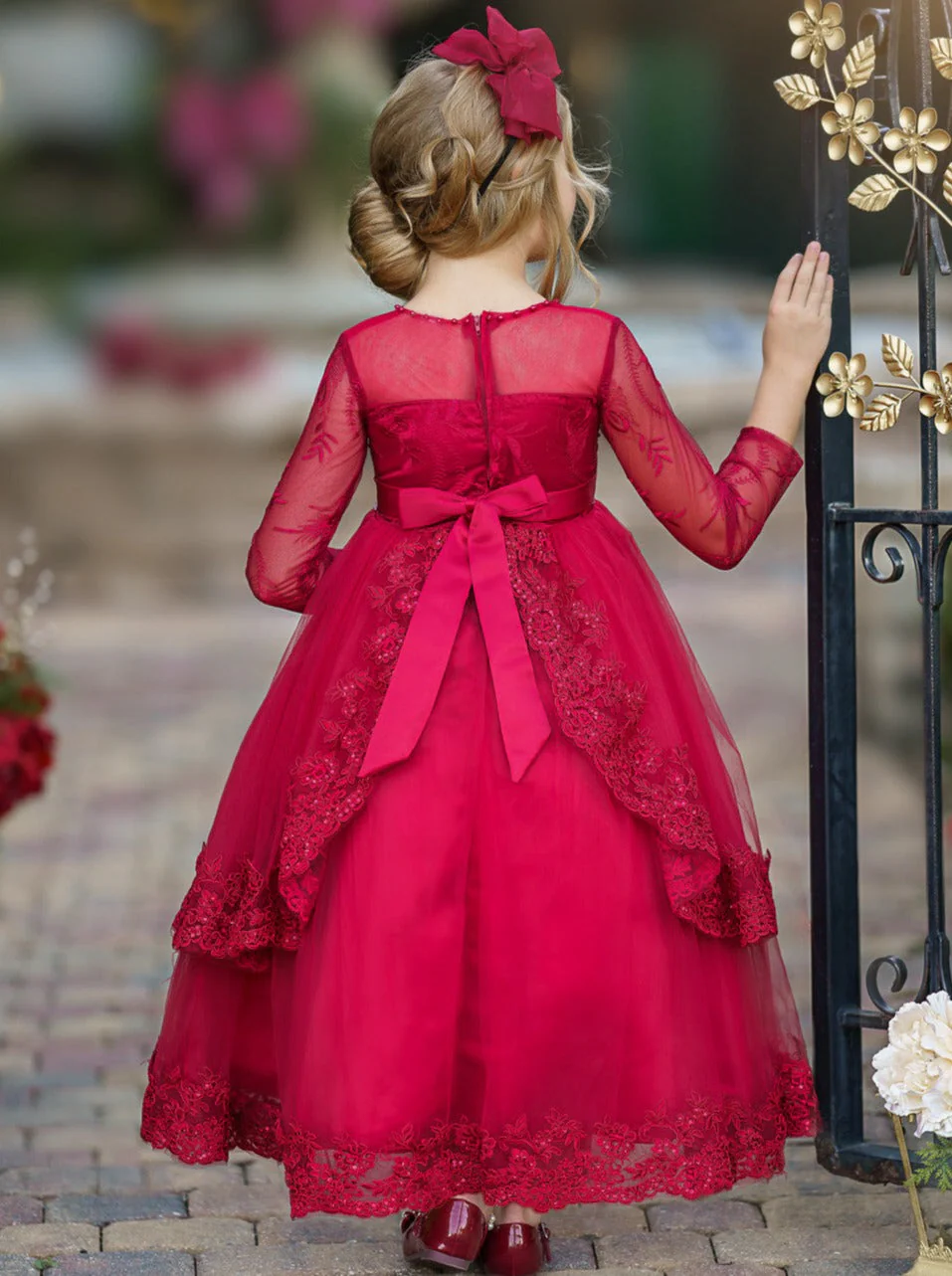Gala Ready Sheer Shoulder Tiered Special Occasion Dress - Image 5