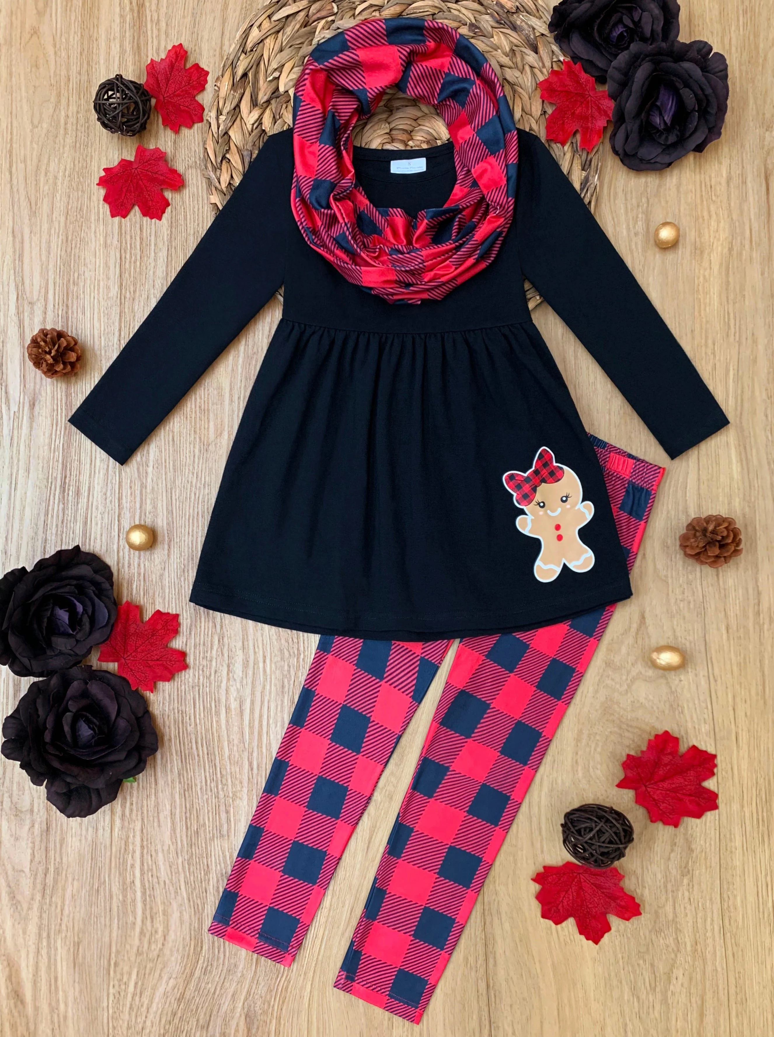 Jolliest Gingerbread Man Top and Plaid Legging Set - Image 2