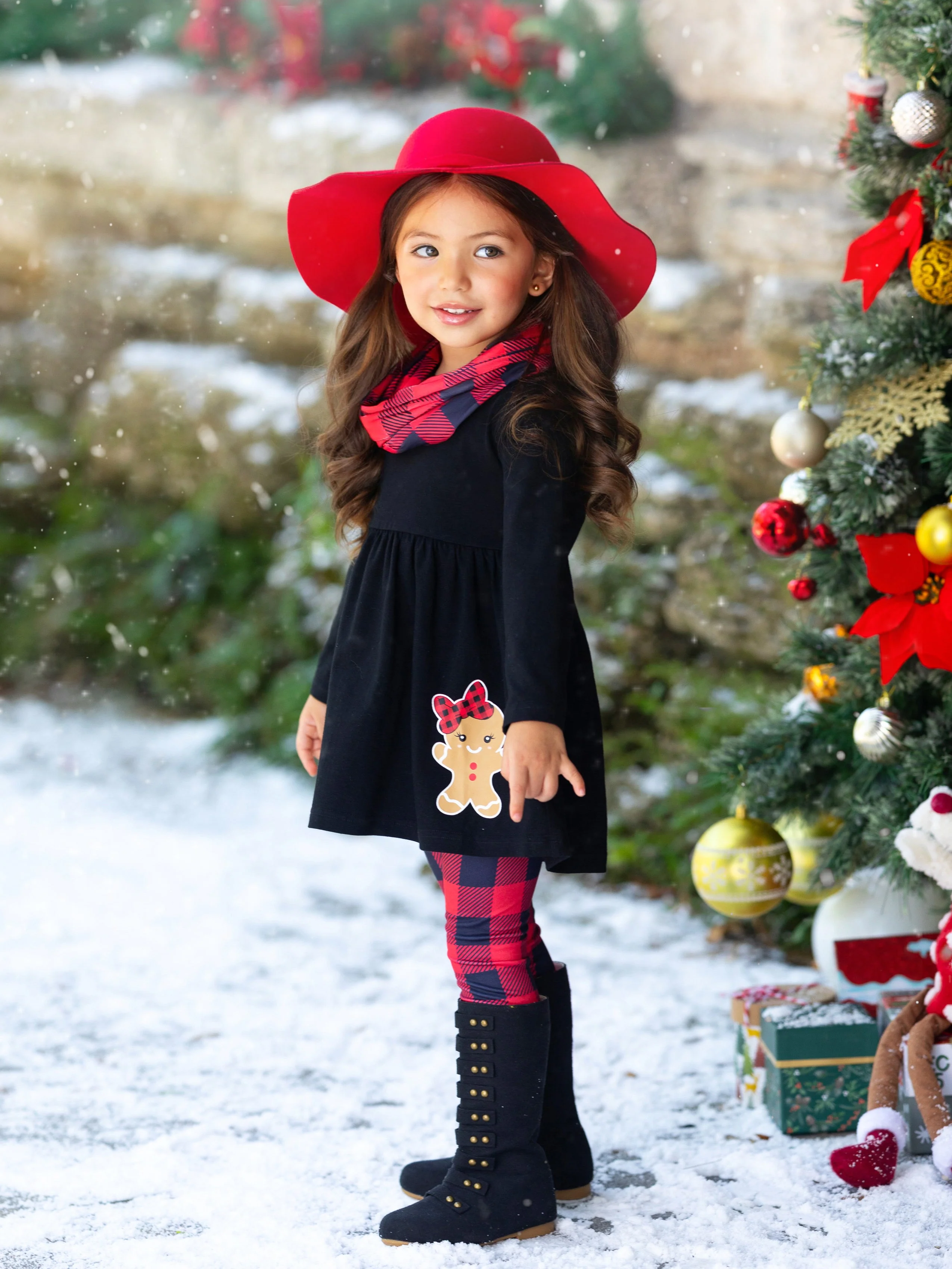 Jolliest Gingerbread Man Top and Plaid Legging Set - Image 3