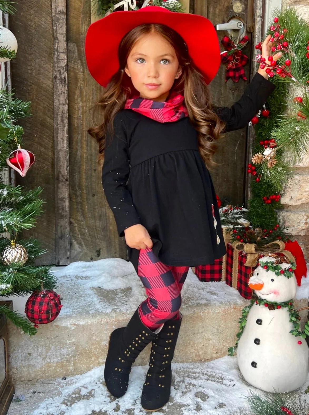 Jolliest Gingerbread Man Top and Plaid Legging Set - Image 4