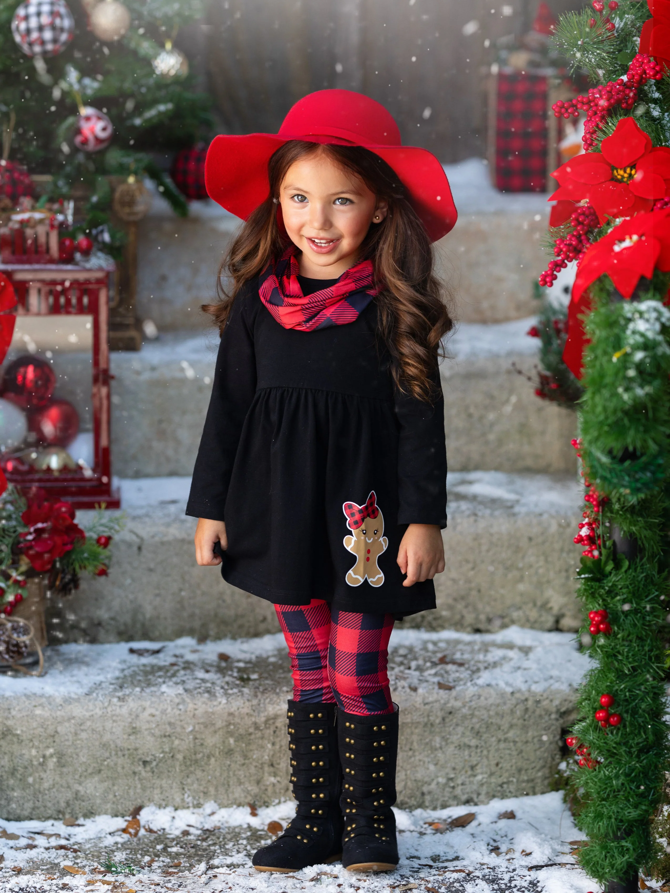 Jolliest Gingerbread Man Top and Plaid Legging Set - Image 5