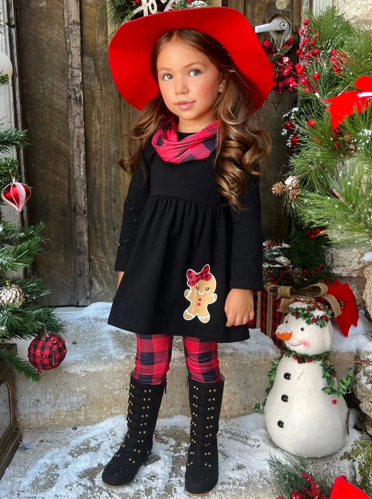 Jolliest Gingerbread Man Top and Plaid Legging Set - Image 6
