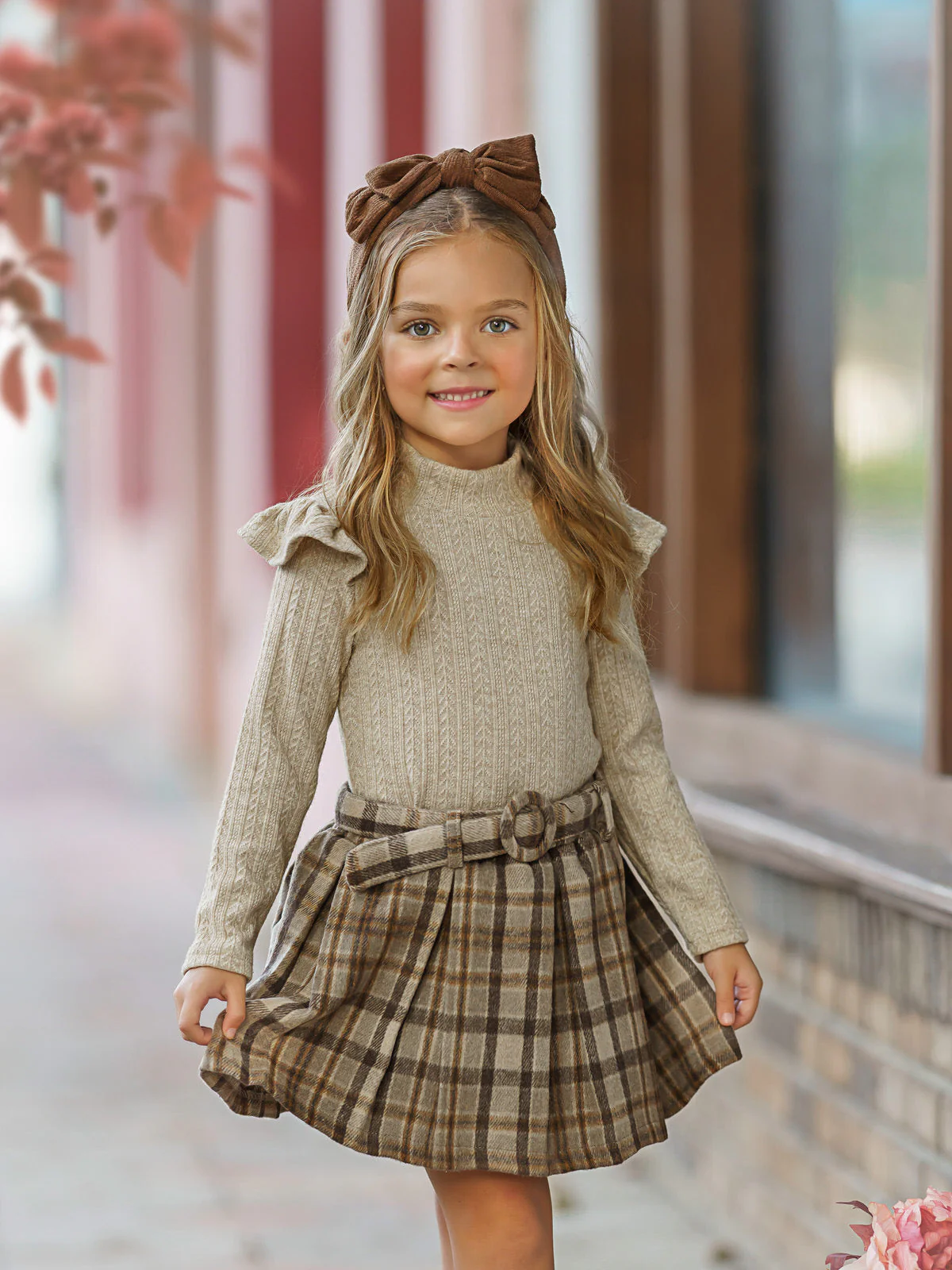 Campus Cutie Plaid Skirt Set and Beret - Image 4