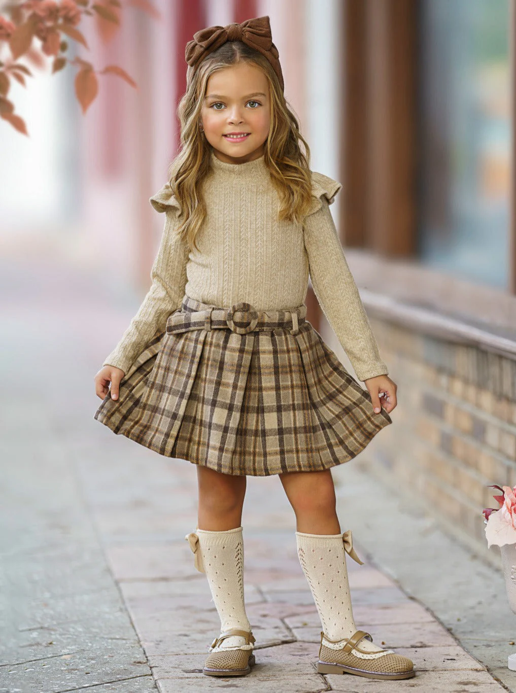 Campus Cutie Plaid Skirt Set and Beret - Image 5