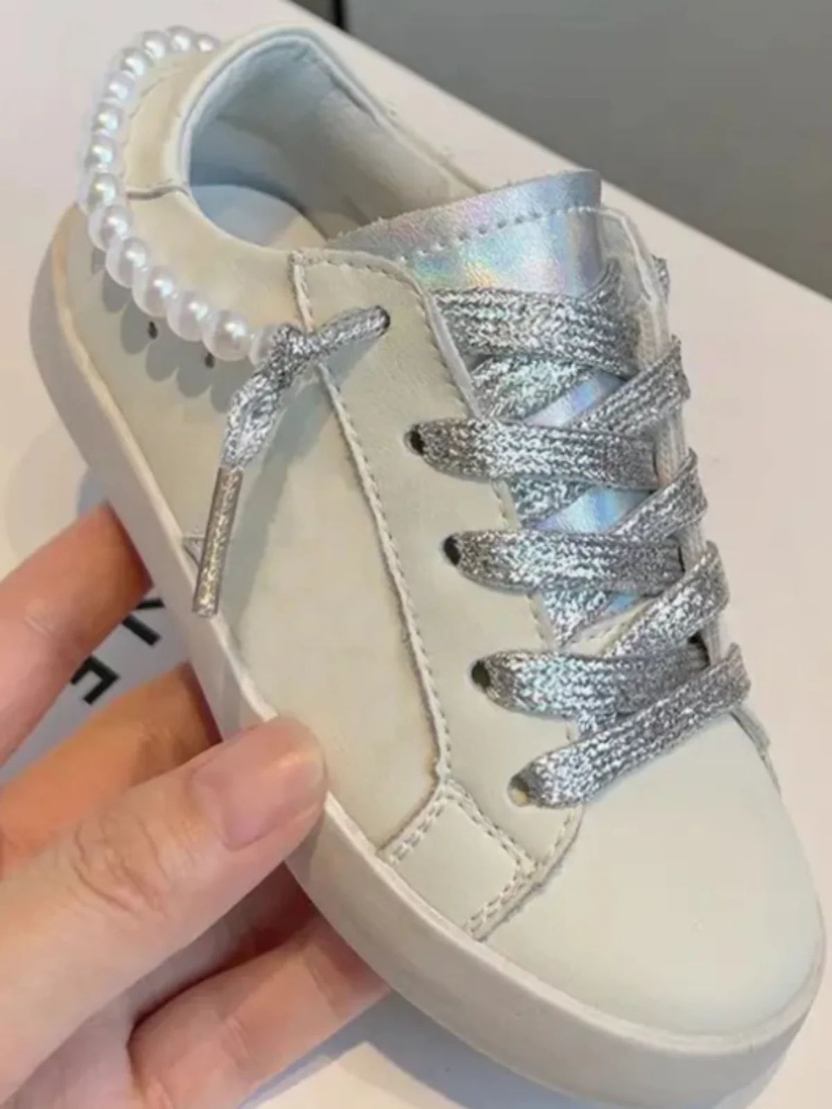 Metallic Pearl Sneakers by Liv and Mia - Image 2
