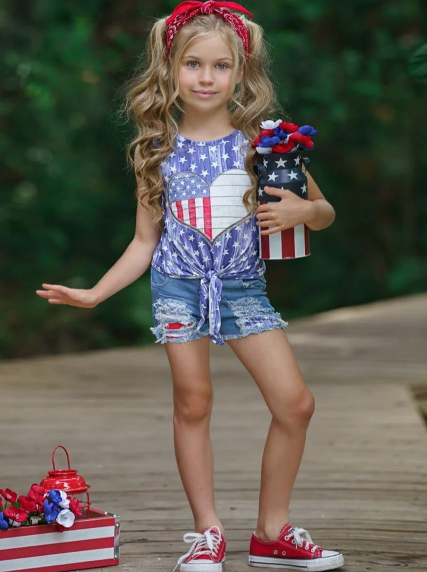American Vintage Patched Denim Shorts Set - Image 2