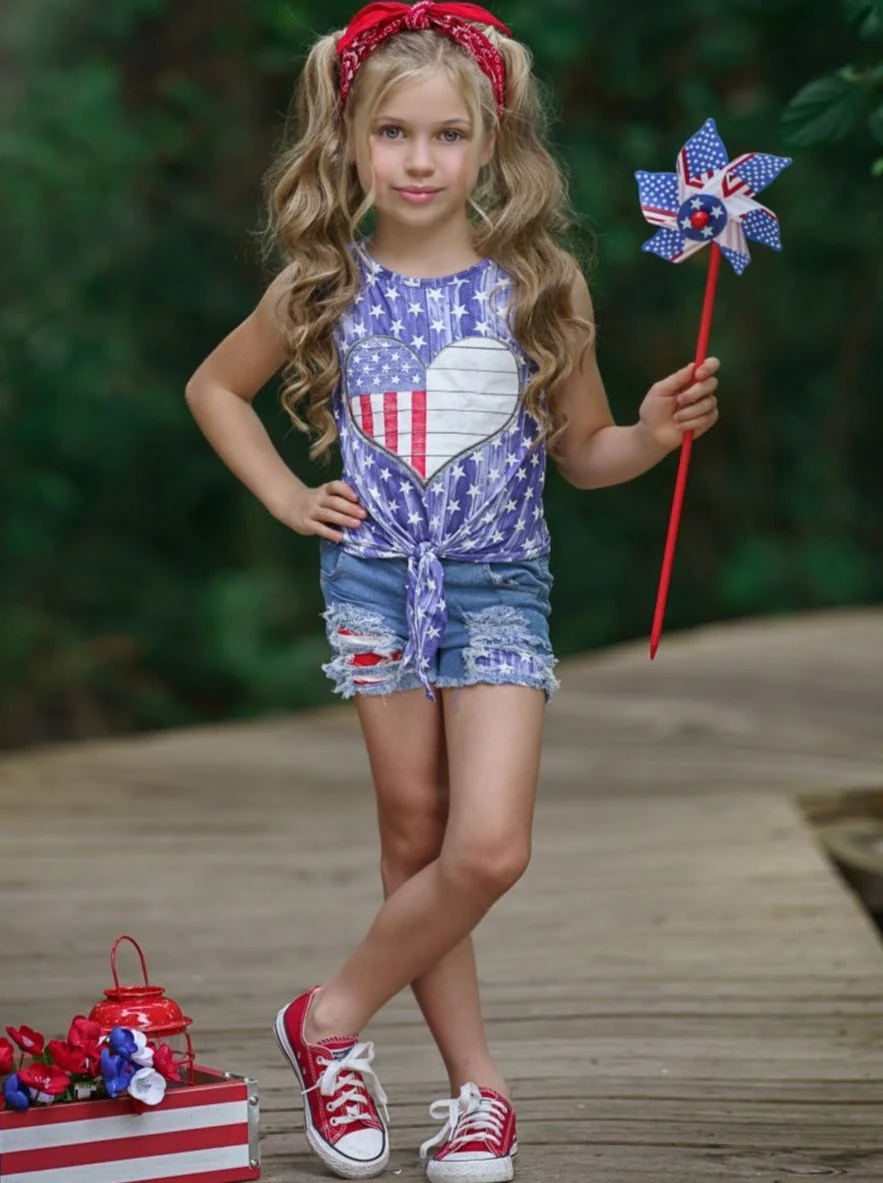 American Vintage Patched Denim Shorts Set - Image 4
