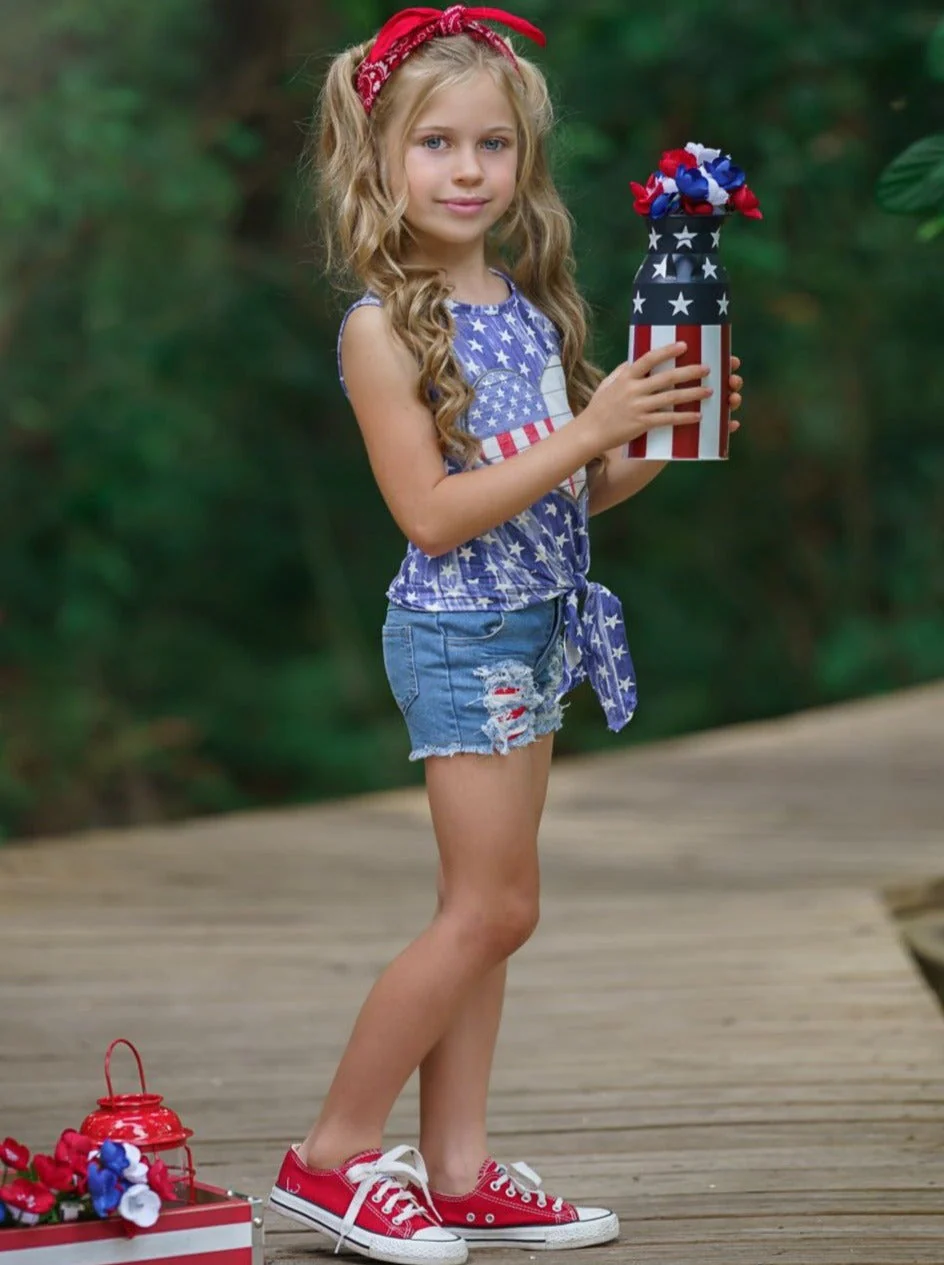 American Vintage Patched Denim Shorts Set - Image 6